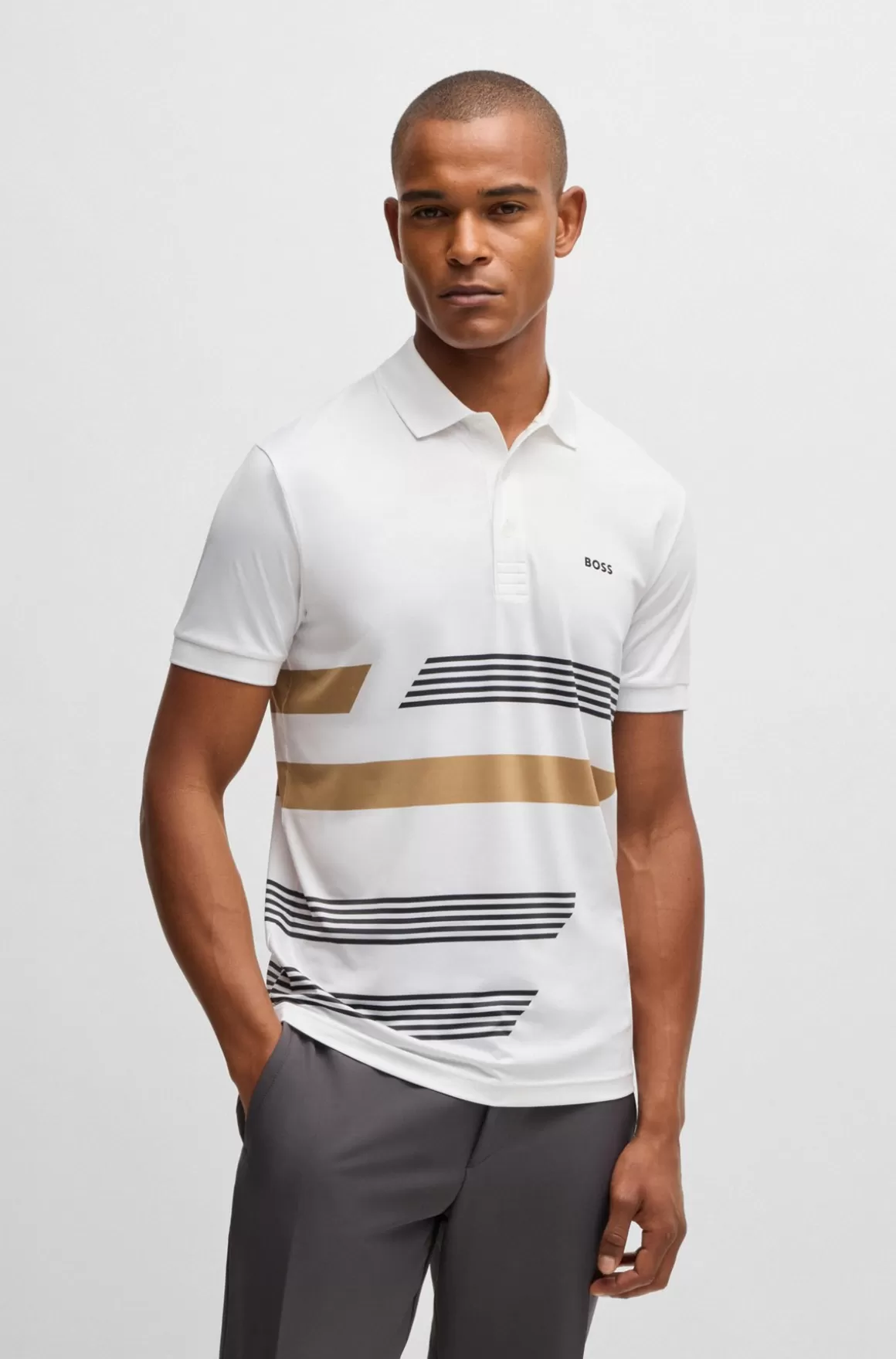 HUGO BOSS Paddy-poloshirt I Jersey Med Stræk Og Stribet Print