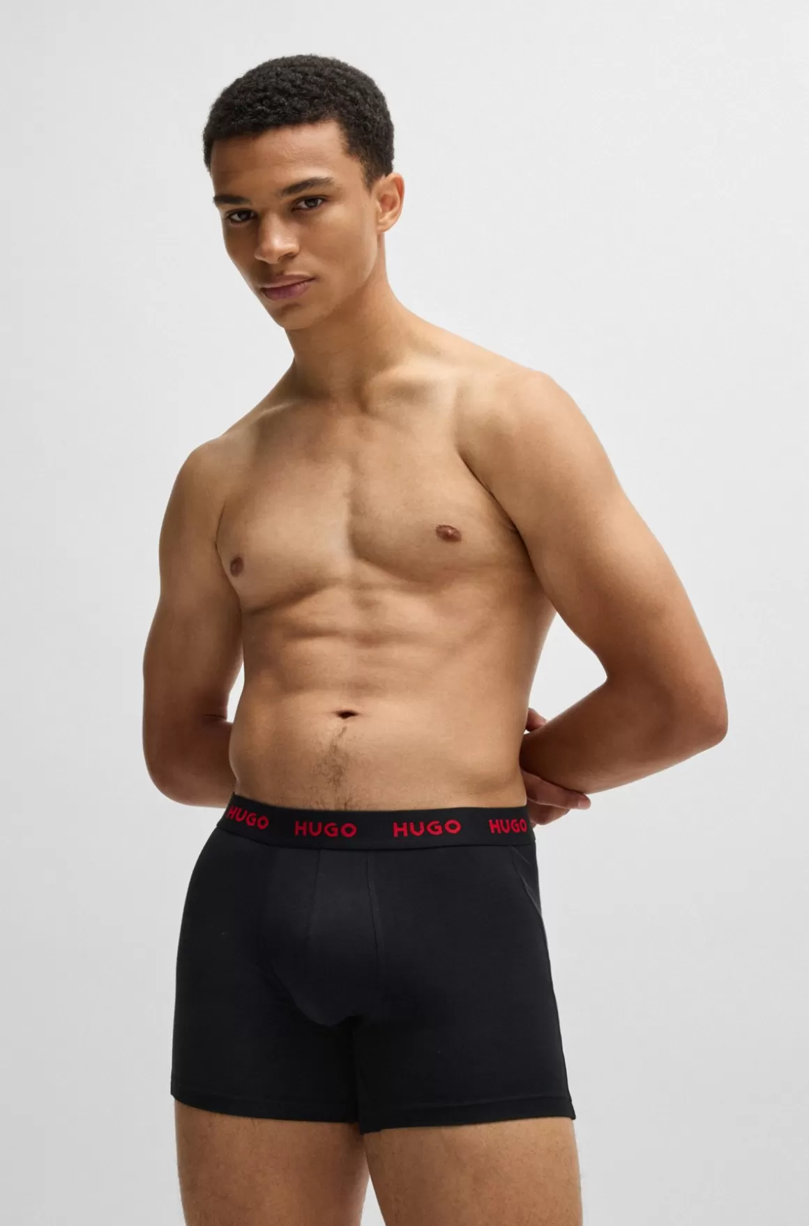 HUGO BOSS Pakke Med Tre Par Boksershorts I Bomuld Med Stræk Og Logoer
