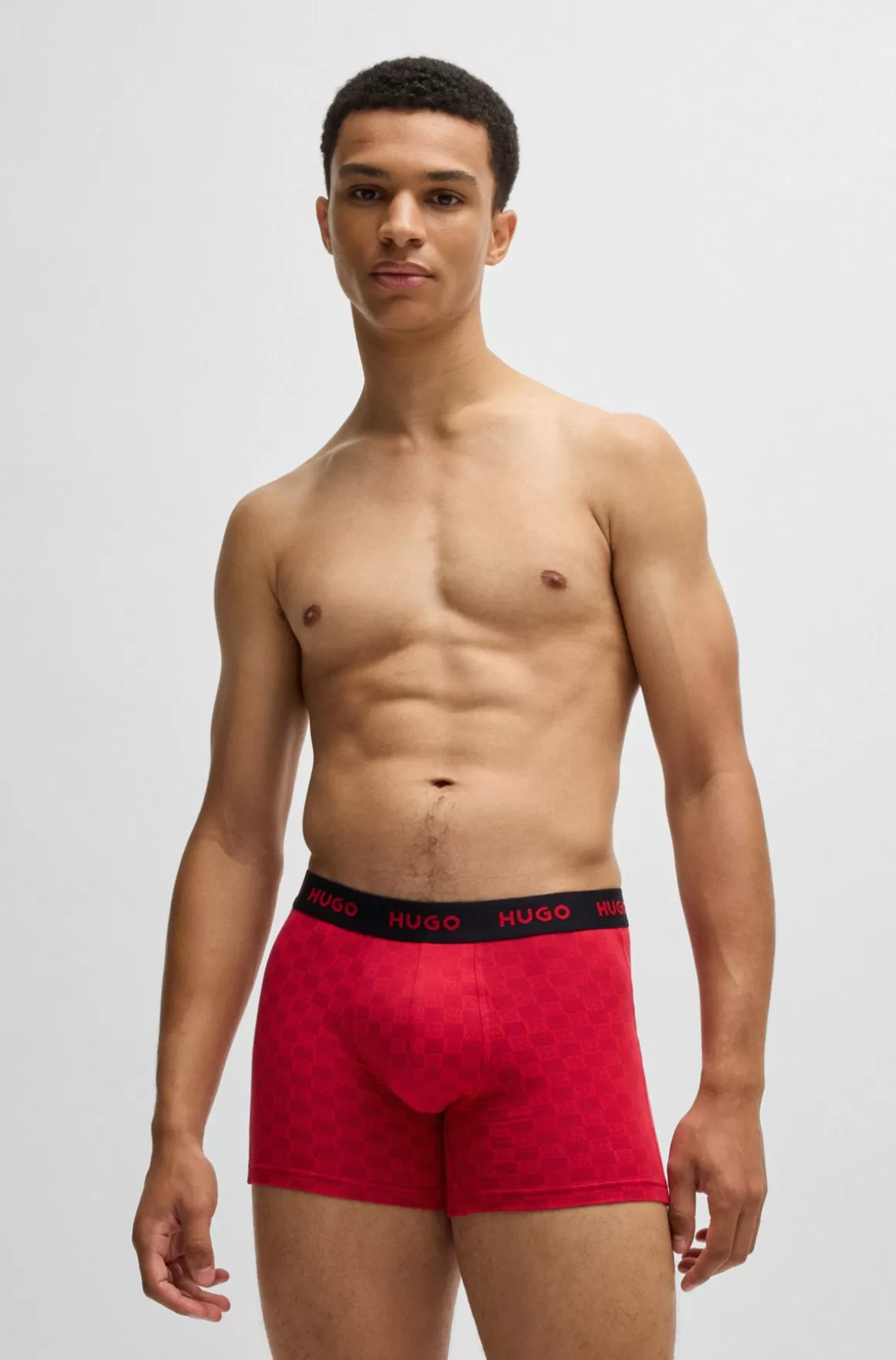 HUGO BOSS Pakke Med Tre Par Boksershorts I Bomuld Med Stræk Og Logoer