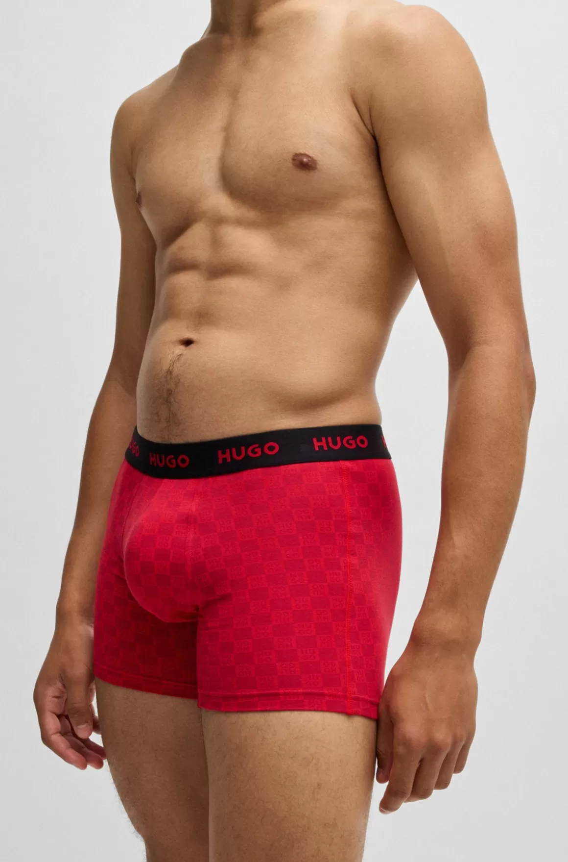 HUGO BOSS Pakke Med Tre Par Boksershorts I Bomuld Med Stræk Og Logoer