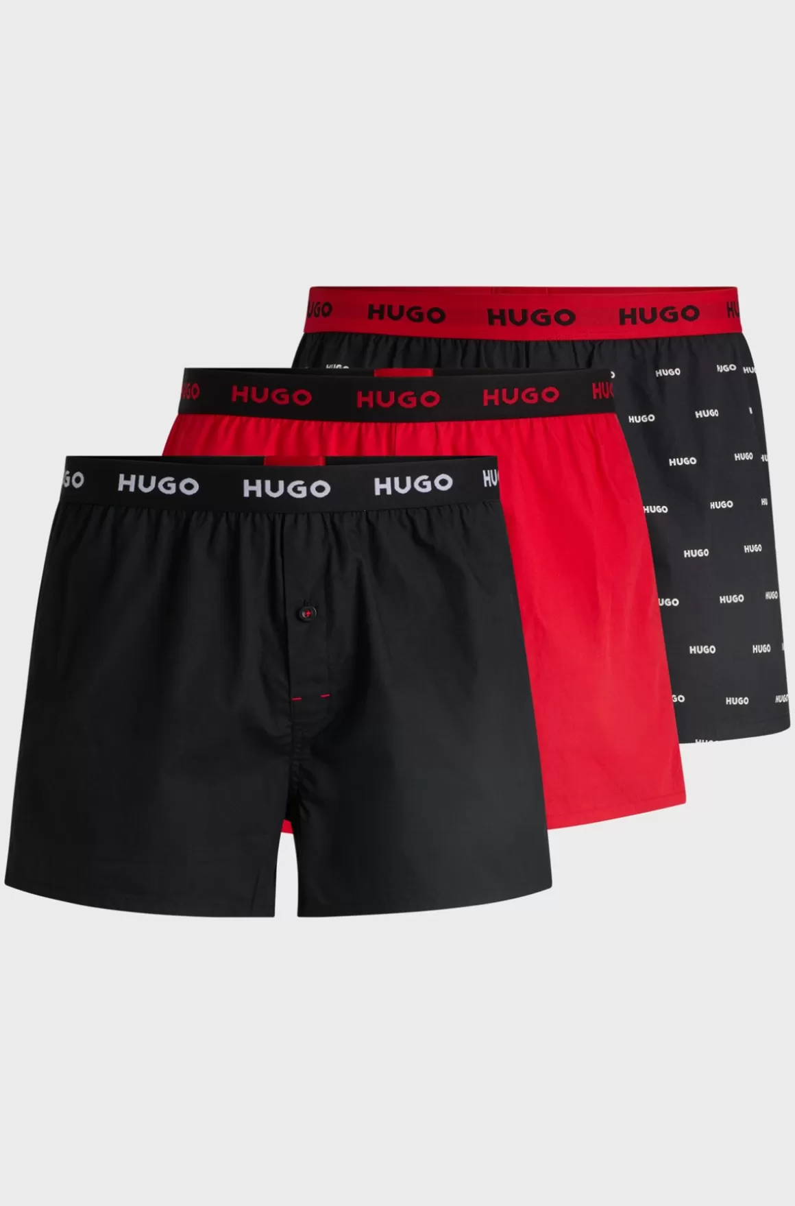 HUGO BOSS Pakke Med Tre Par Boxershorts I Bomuld Med Logolinning