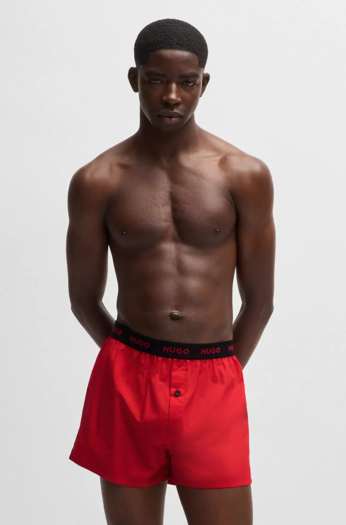 HUGO BOSS Pakke Med Tre Par Boxershorts I Bomuld Med Logolinning