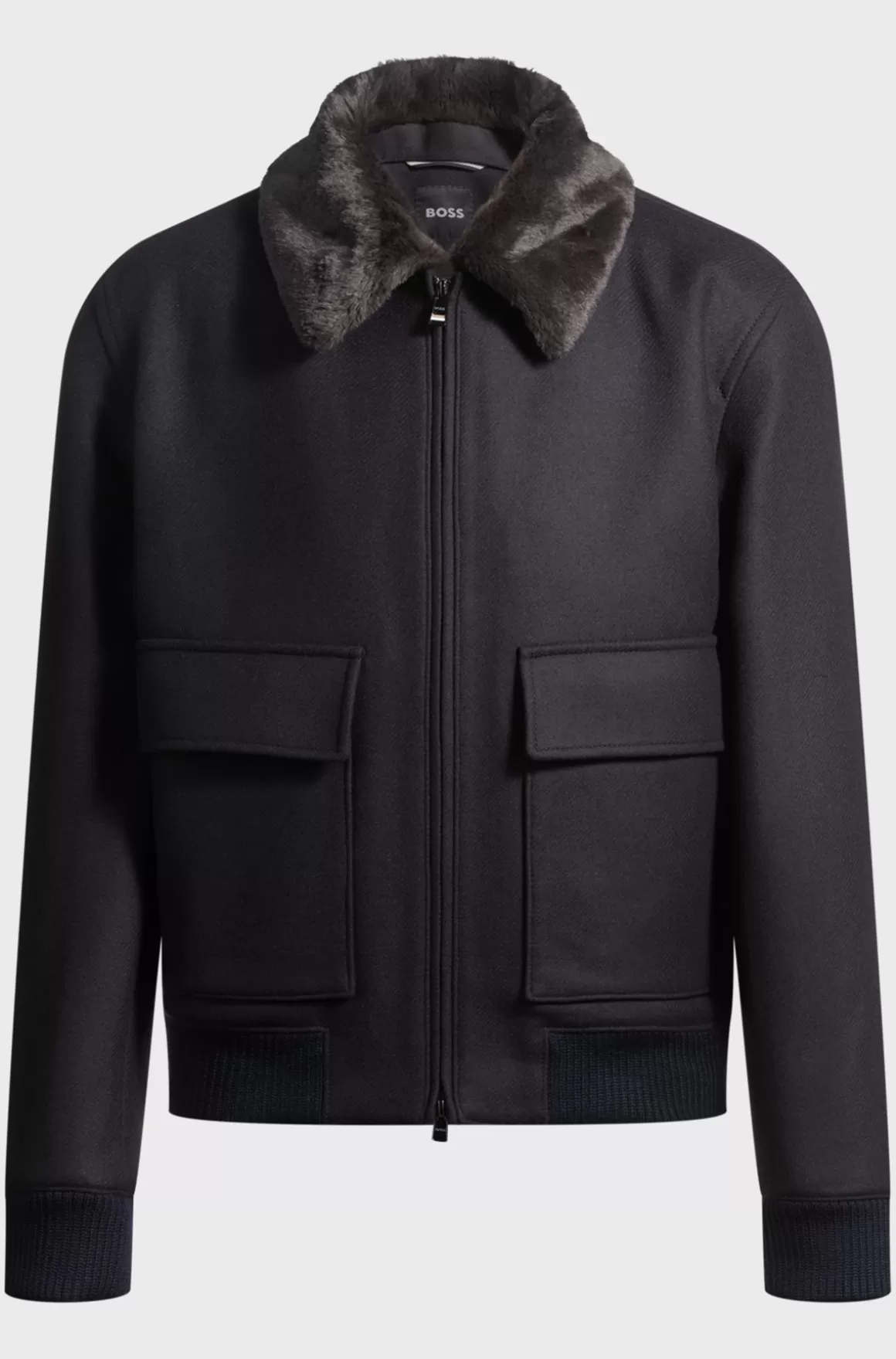 HUGO BOSS Pilotjakke Med Regular Fit Og Aftagelig Krave I Imiteret Pels