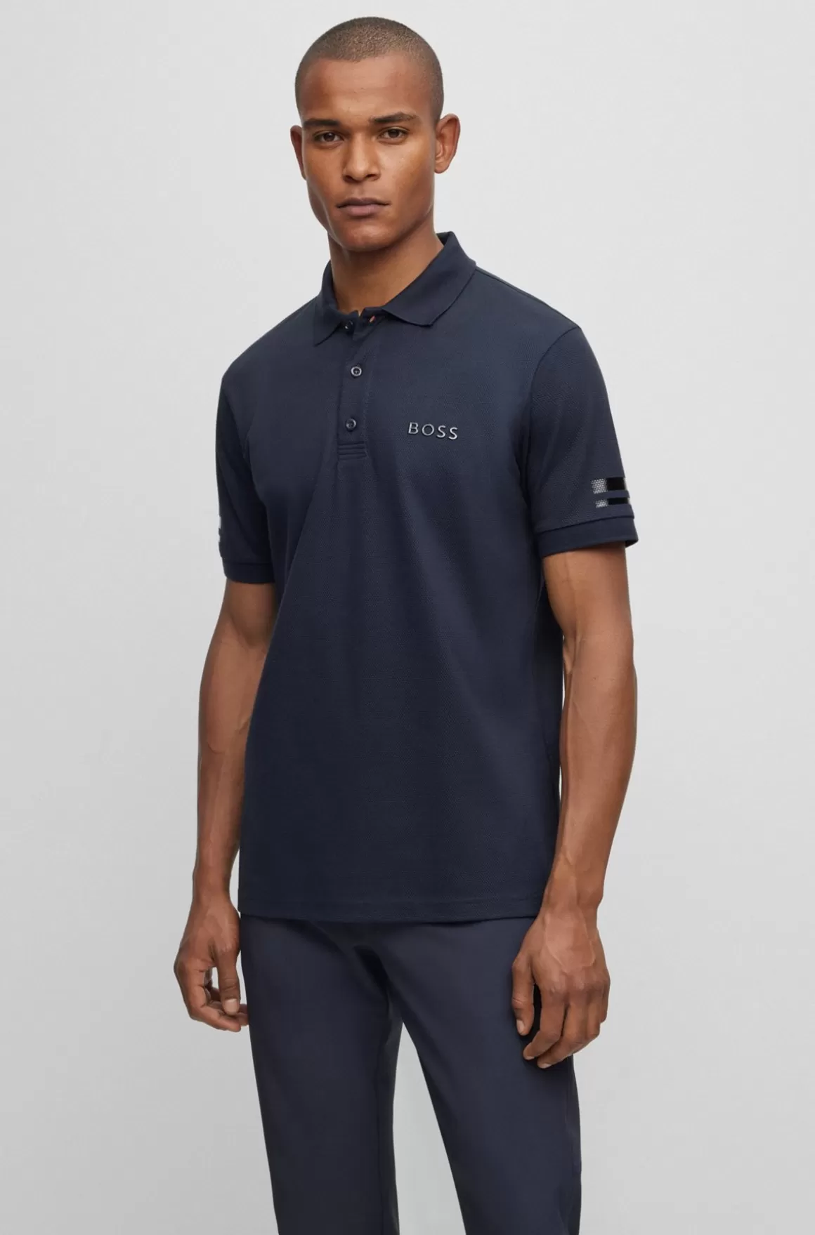 HUGO BOSS Poloshirt I Bomuld Med Stræk Med Foilprintet Logo