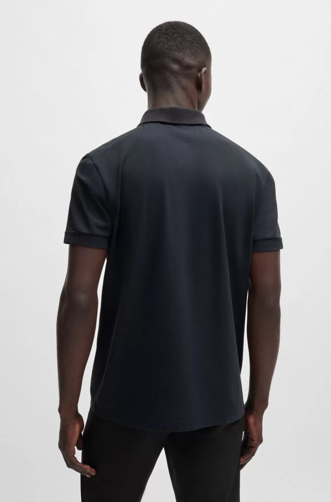 HUGO BOSS Poloshirt I Bomuld Med Stræk Og Indsatser Af Stribet Bånd