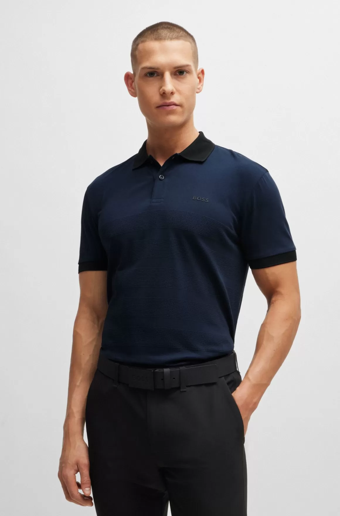 HUGO BOSS Poloshirt I Bomuld Med Strukturstriber