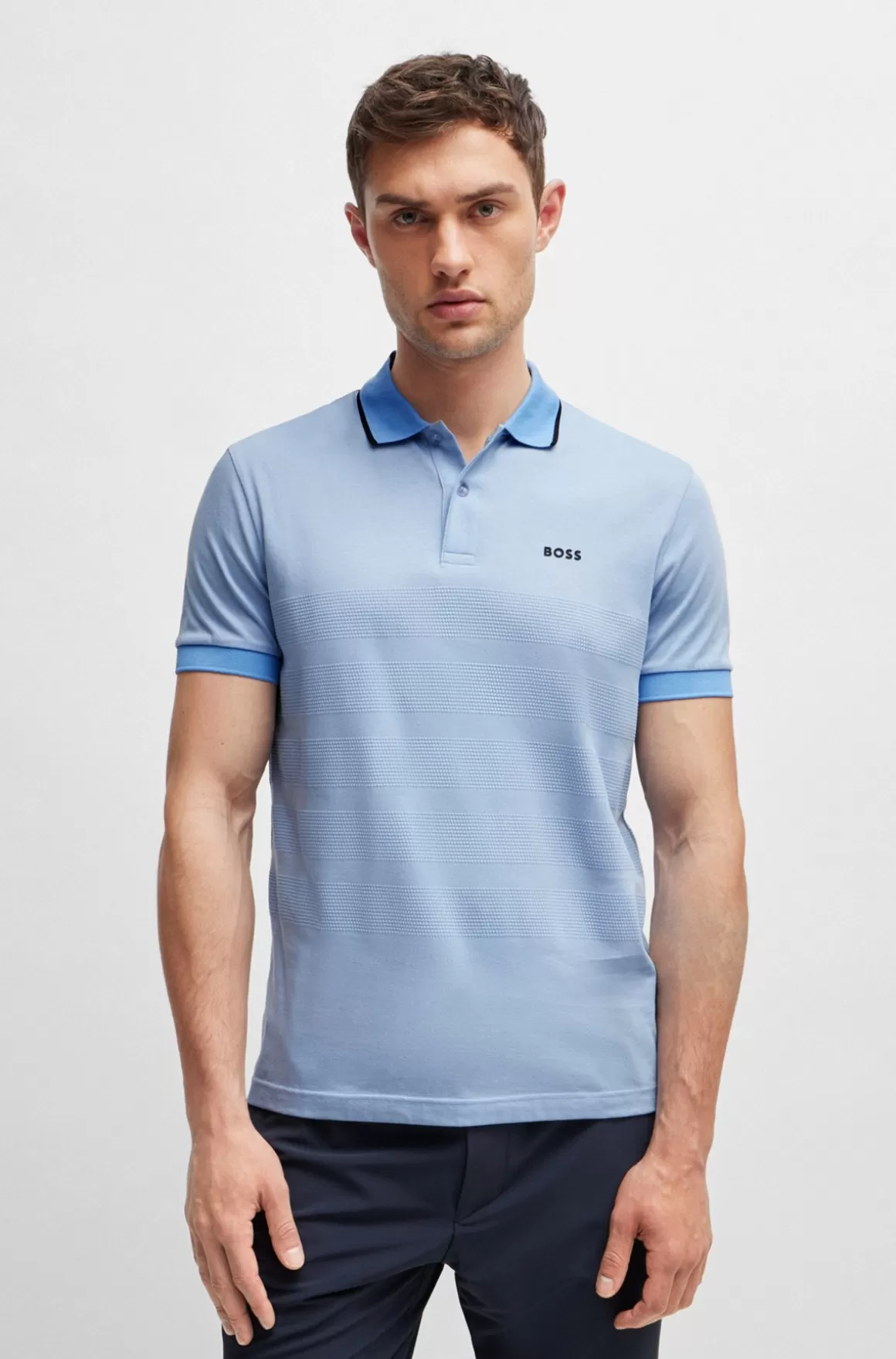 HUGO BOSS Poloshirt I Bomuld Med Strukturstriber