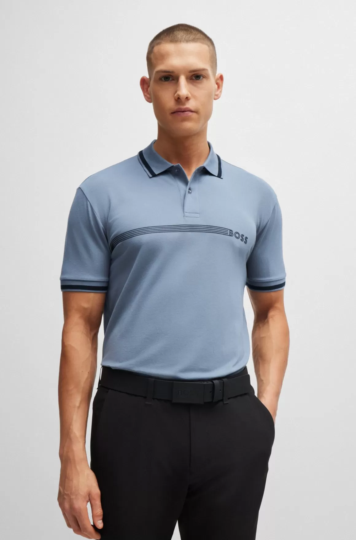 HUGO BOSS Poloshirt I Bomuldsblanding Med Striber Og Logo