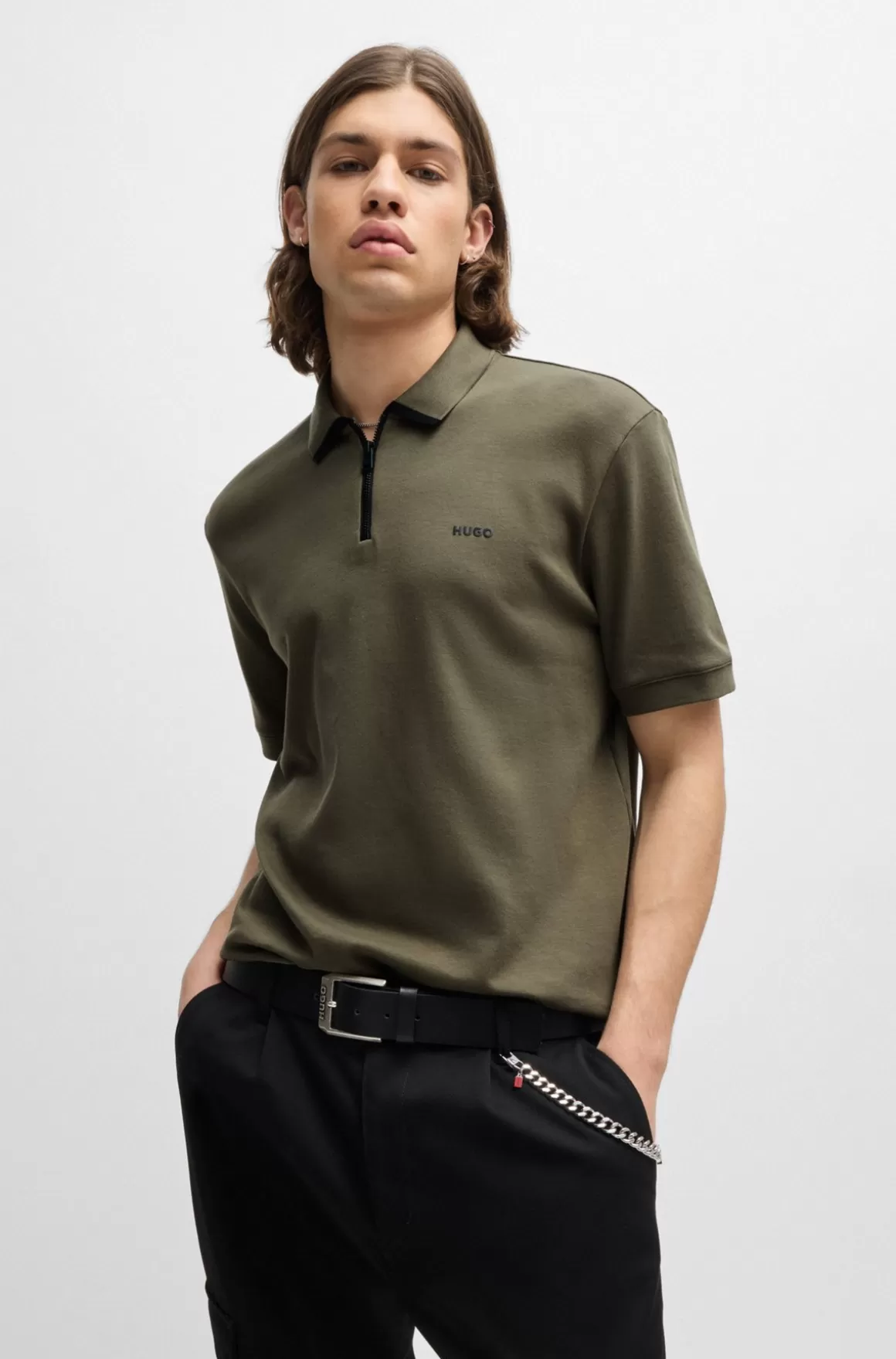 HUGO BOSS Poloshirt I Bomuldspiqué Med Kontrastlogo