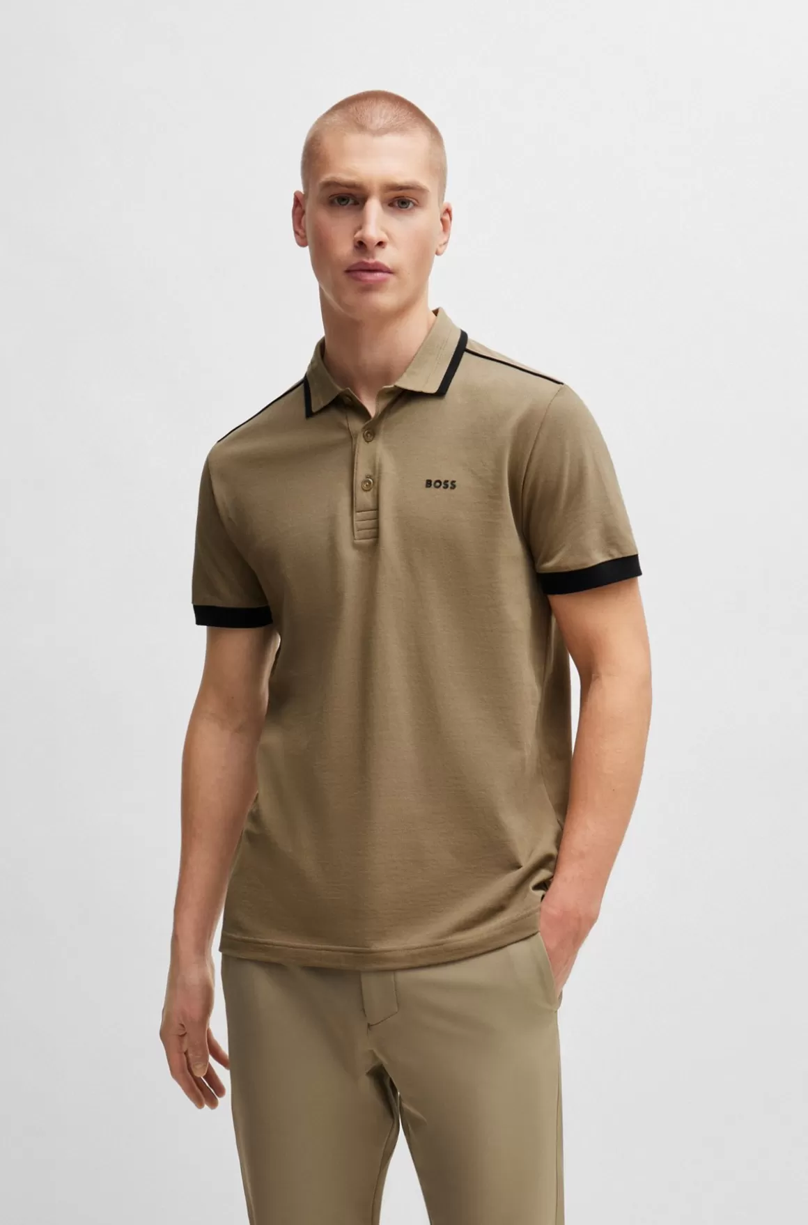 HUGO BOSS Poloshirt I Bomuldspiqué Med Kontraststriber Og Logo