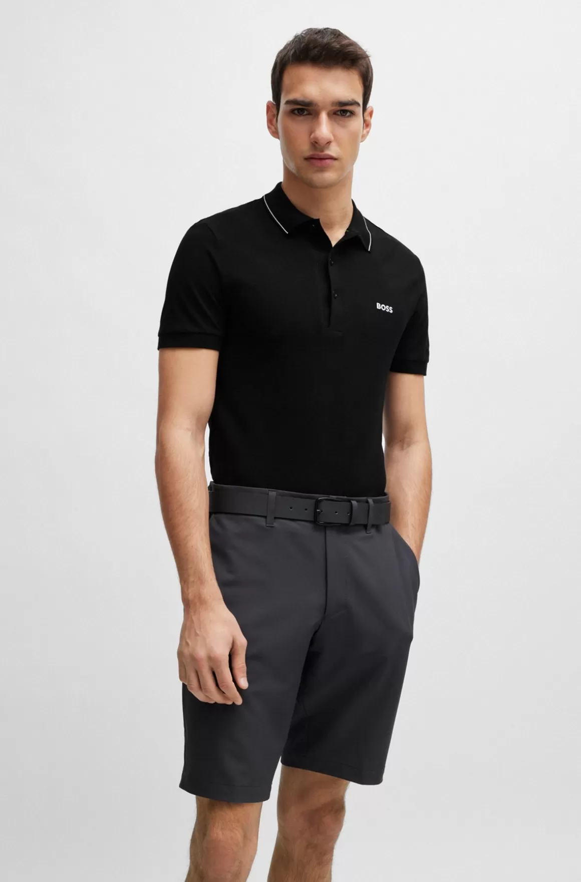 HUGO BOSS Poloshirt I Bomuldspiqué Med Slim Fit Og Tone-i-tone-logo