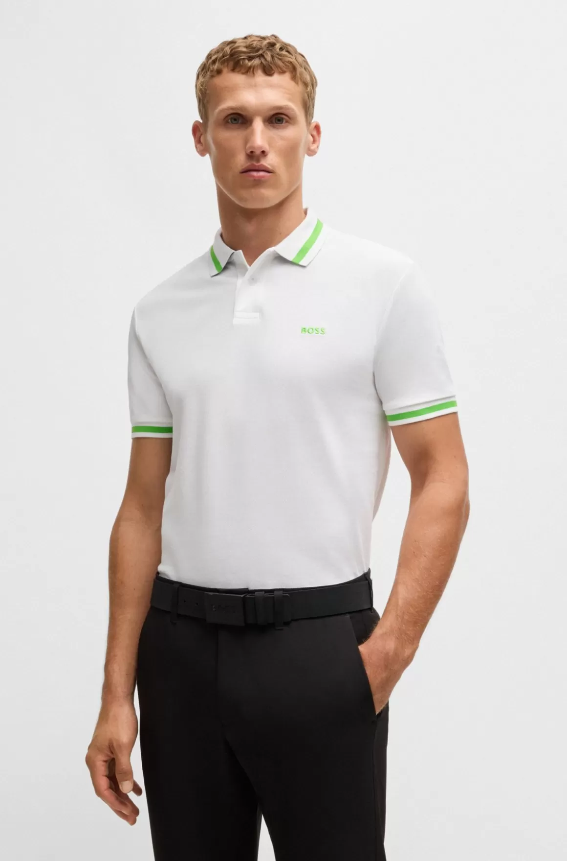 HUGO BOSS Poloshirt I Bomuldspique Med Kontrastdetaljer