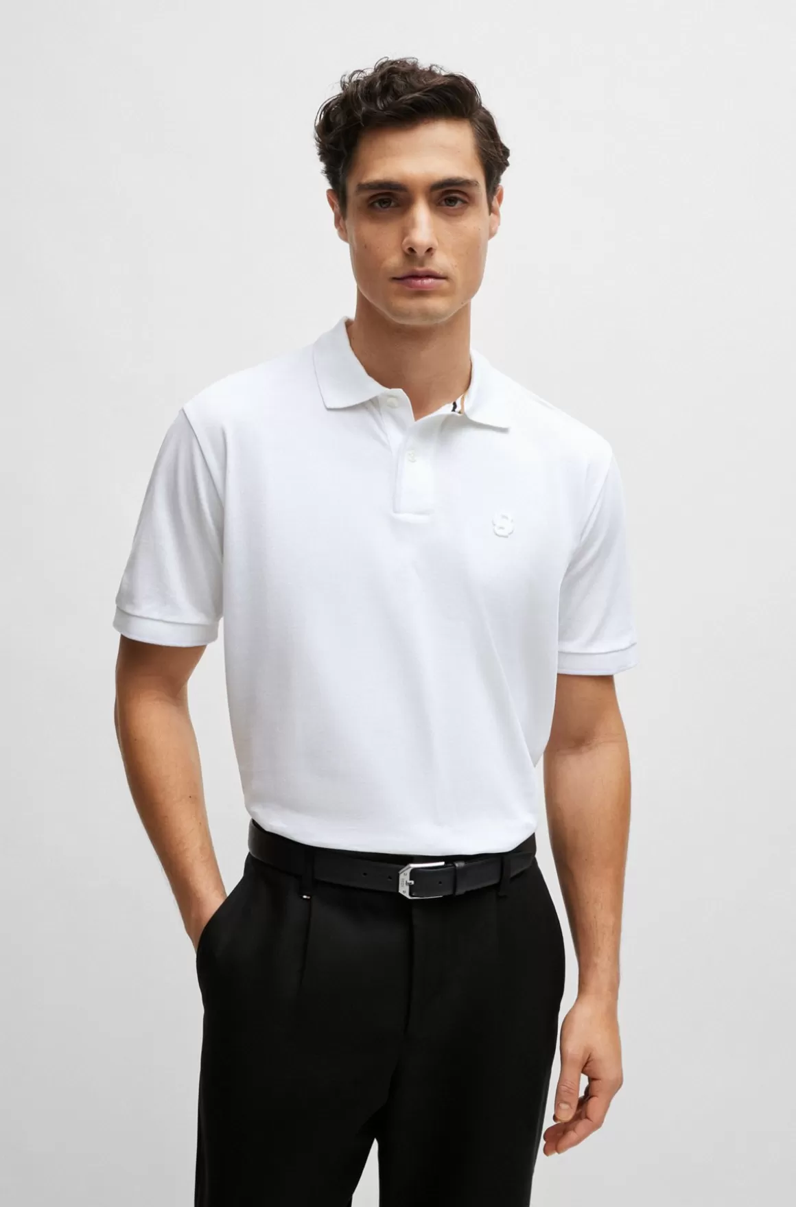 HUGO BOSS Poloshirt I Merceriseret Bomuld Med Broderet Dobbeltmonogram
