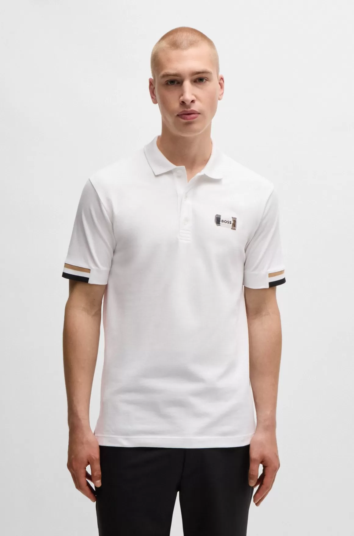 HUGO BOSS Poloshirt I Merceriseret Bomuld Med Signaturstribe