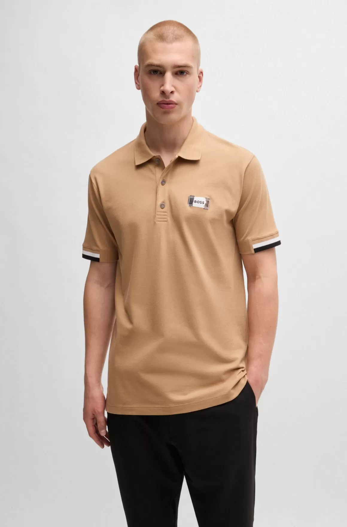 HUGO BOSS Poloshirt I Merceriseret Bomuld Med Signaturstribe