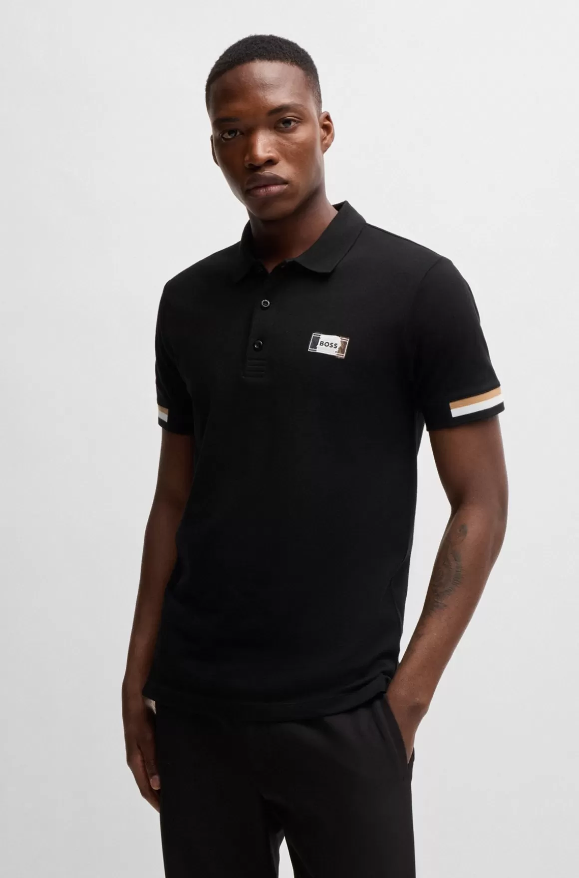 HUGO BOSS Poloshirt I Merceriseret Bomuld Med Signaturstribe
