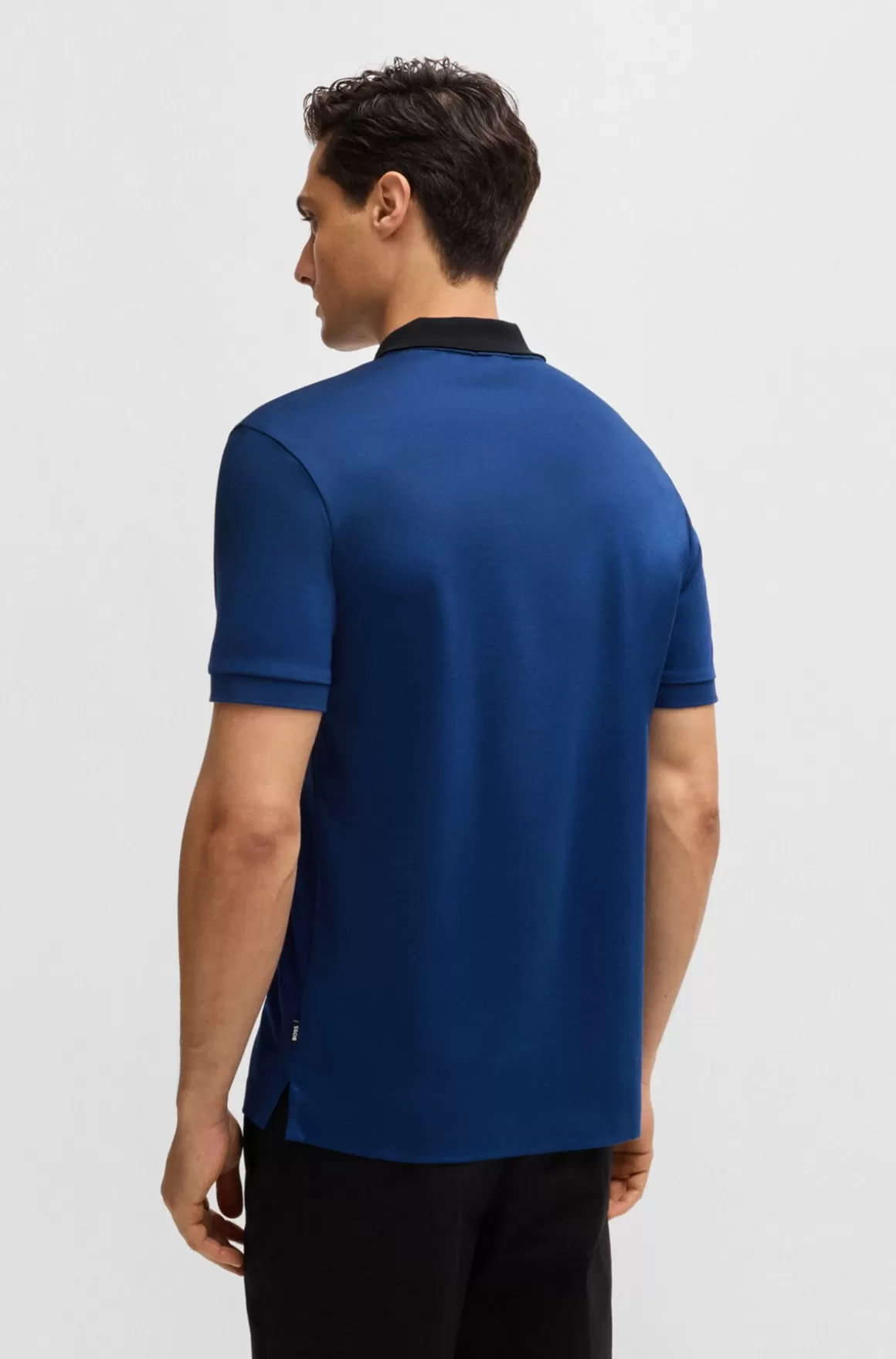 HUGO BOSS Poloshirt I Merceriseret Bomuld Med Slim Fit Og Striber På Kraven