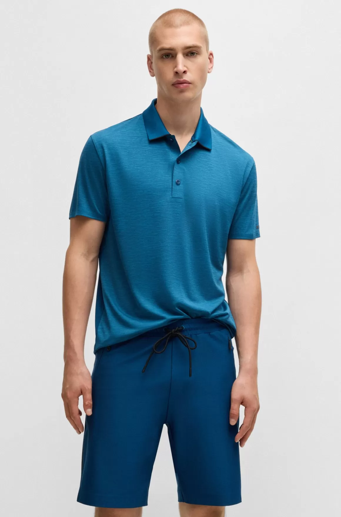 HUGO BOSS Poloshirt Med Logodetaljer I Hurtigtørrende Jersey Med Stræk