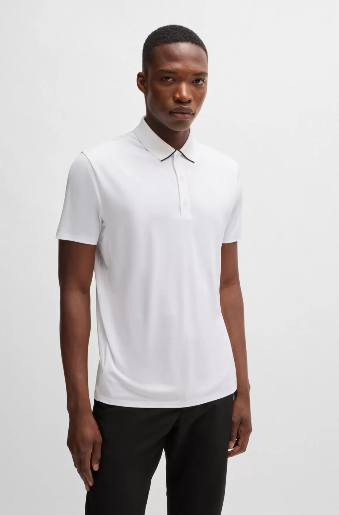 HUGO BOSS Poloshirt Med Logodetaljer I Hurtigtørrende Jersey Med Stræk