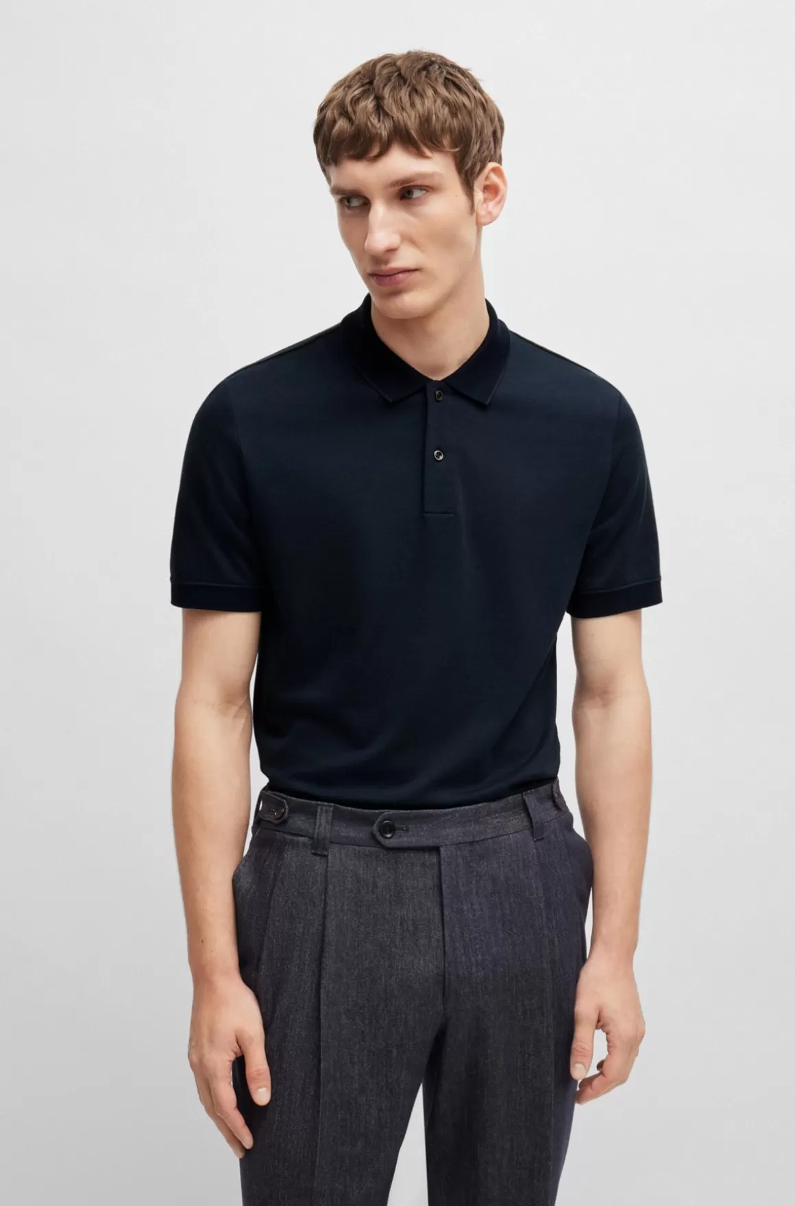 HUGO BOSS Poloshirt Med Regular Fit I Bomuld Og Kashmir