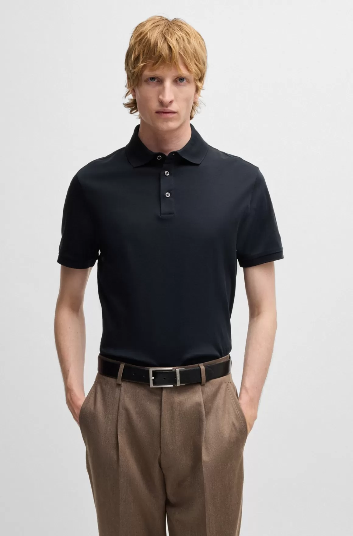 HUGO BOSS Poloshirt Med Regular Fit I Merceriseret Italiensk Bomuld