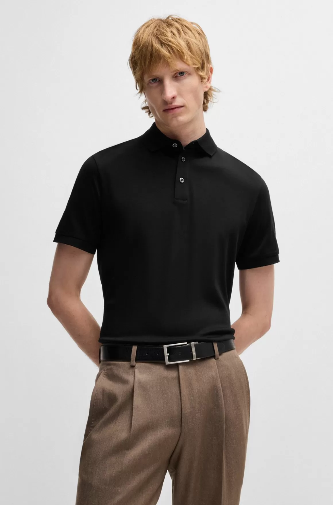 HUGO BOSS Poloshirt Med Regular Fit I Merceriseret Italiensk Bomuld