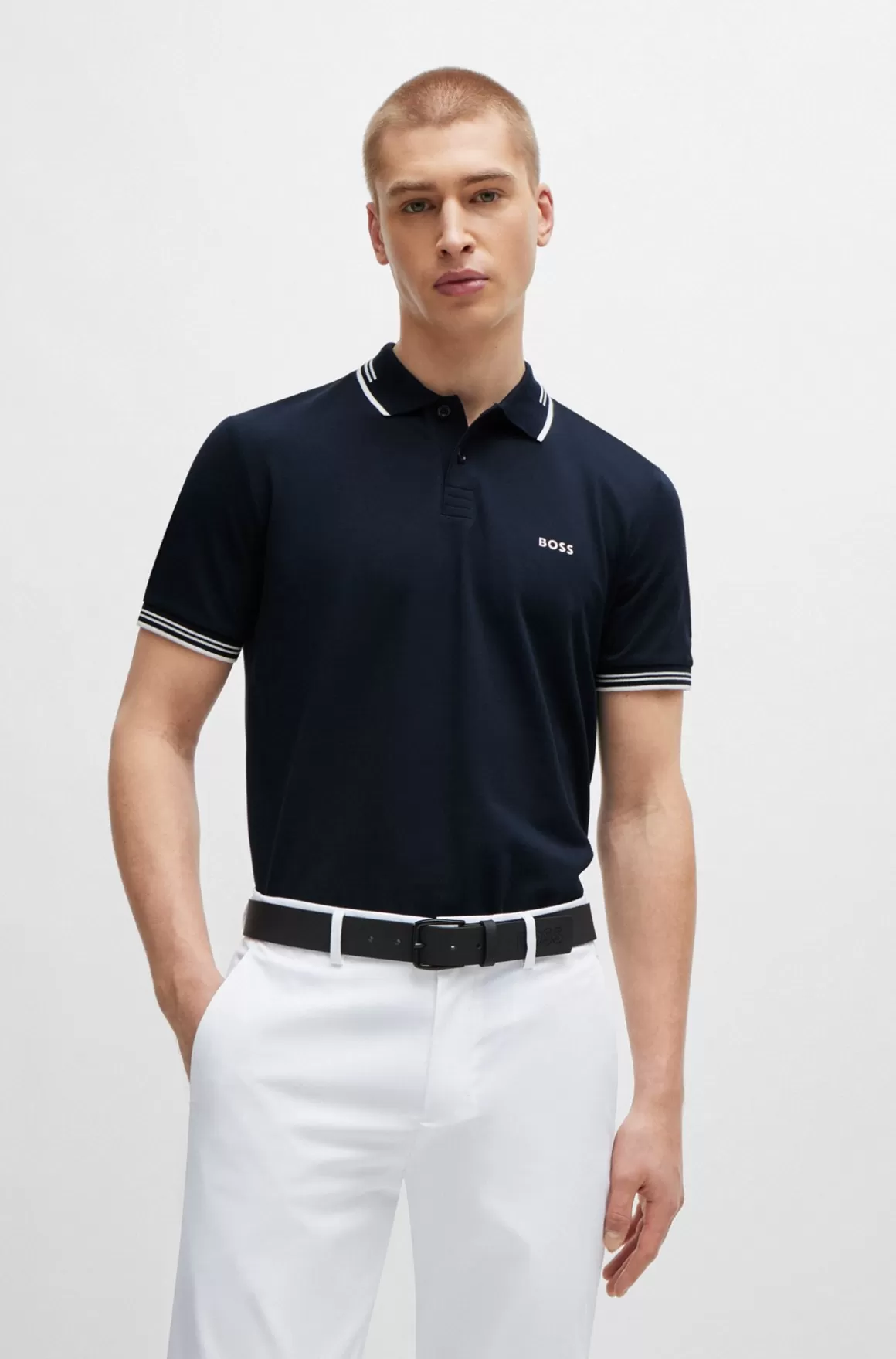 HUGO BOSS Poloshirt Med Slim Fit I Bomuld Med Stræk Og Branding