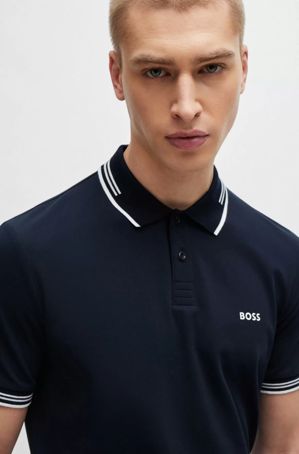 HUGO BOSS Poloshirt Med Slim Fit I Bomuld Med Stræk Og Branding
