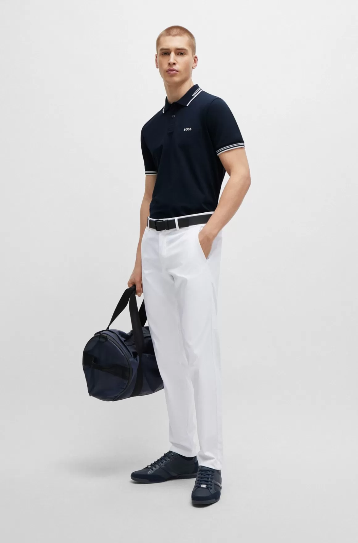 HUGO BOSS Poloshirt Med Slim Fit I Bomuld Med Stræk Og Branding