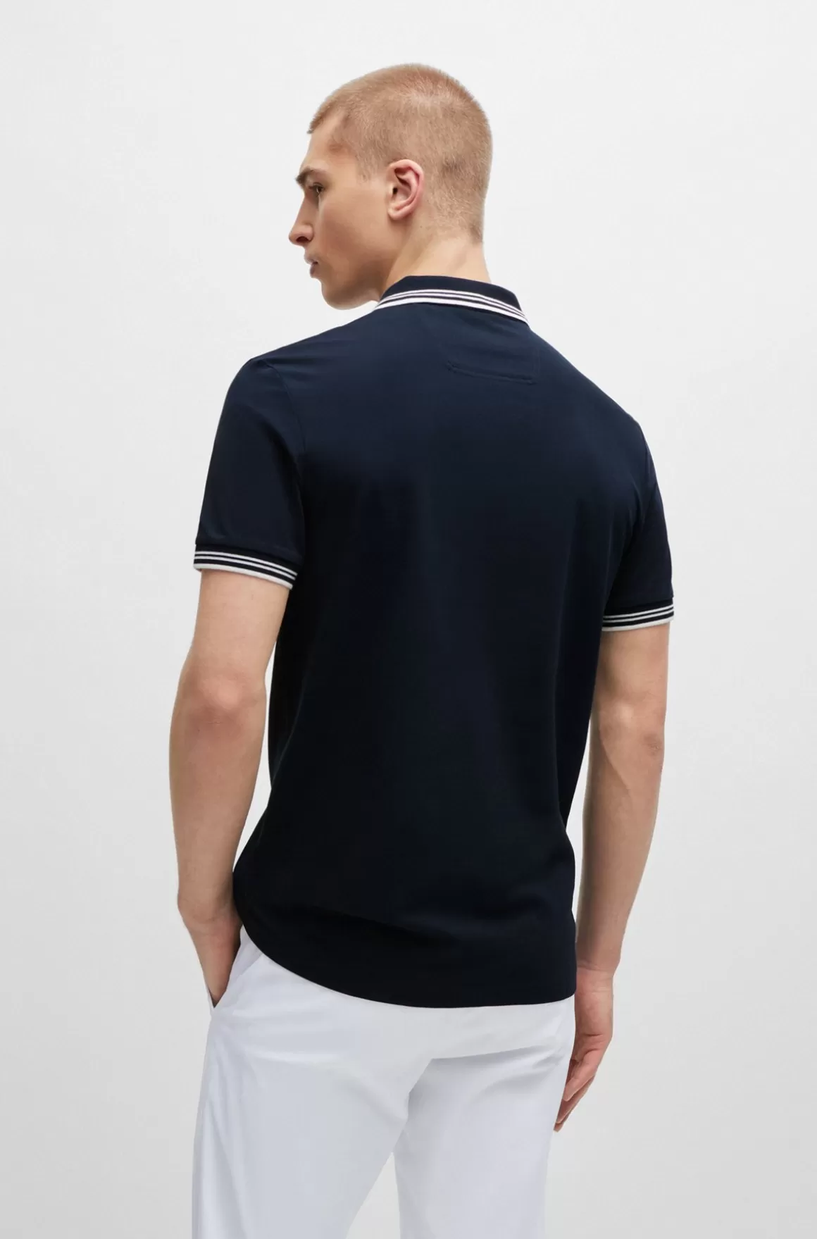 HUGO BOSS Poloshirt Med Slim Fit I Bomuld Med Stræk Og Branding