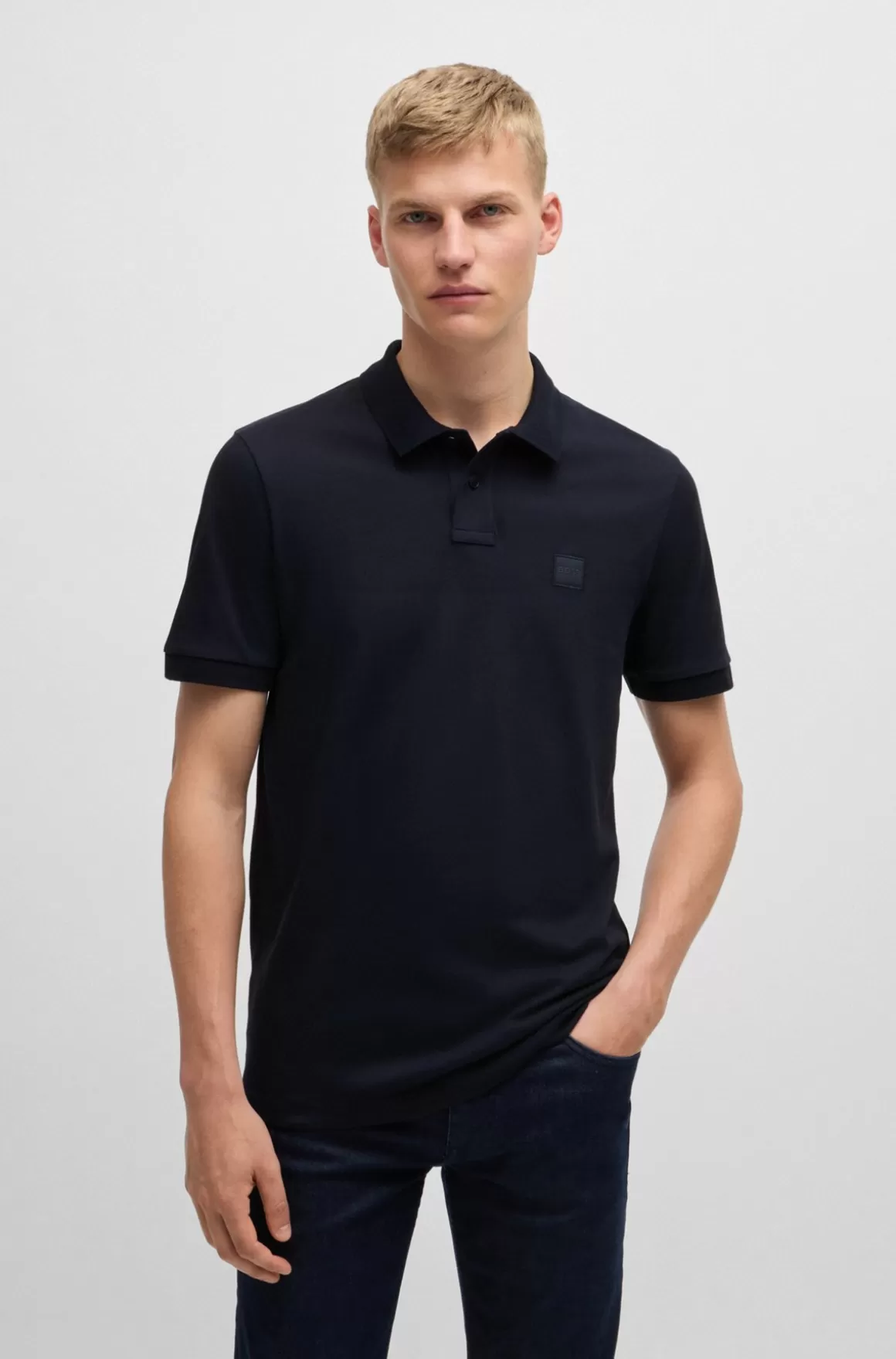 HUGO BOSS Poloshirt Med Slim Fit I Bomuld Med Stræk Og Logomærke