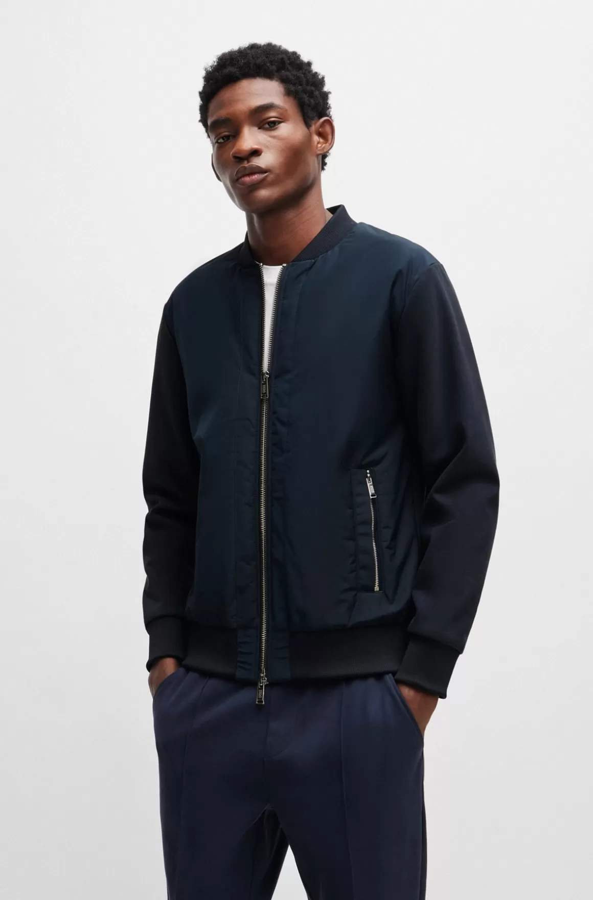 HUGO BOSS Porsche X BOSS-bomber-sweatshirt I Bomuld Med Stræk Og Blandede Materialer