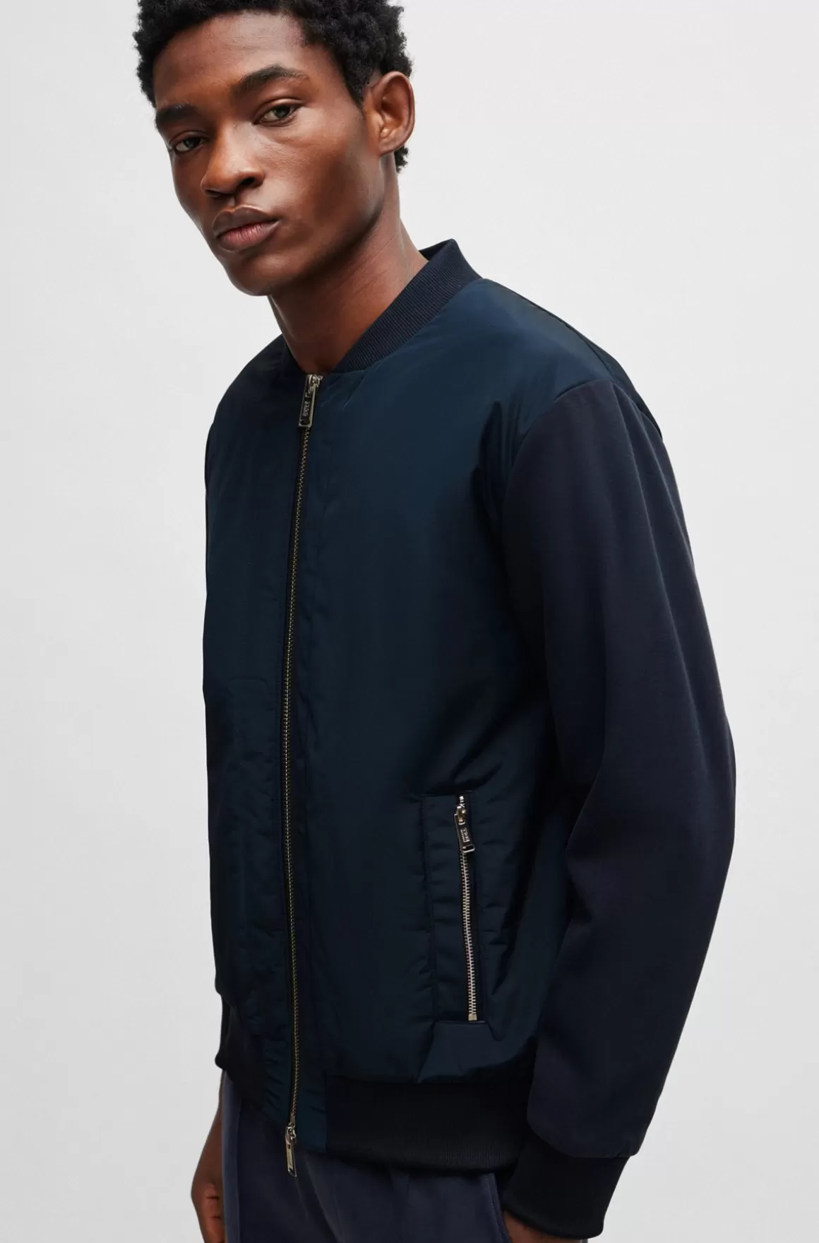 HUGO BOSS Porsche X BOSS-bomber-sweatshirt I Bomuld Med Stræk Og Blandede Materialer