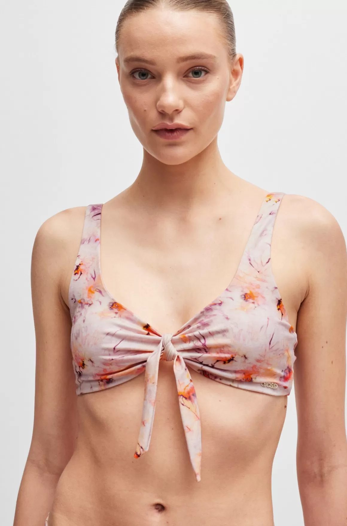 HUGO BOSS Printet Bikinibralette Med Knude Foran