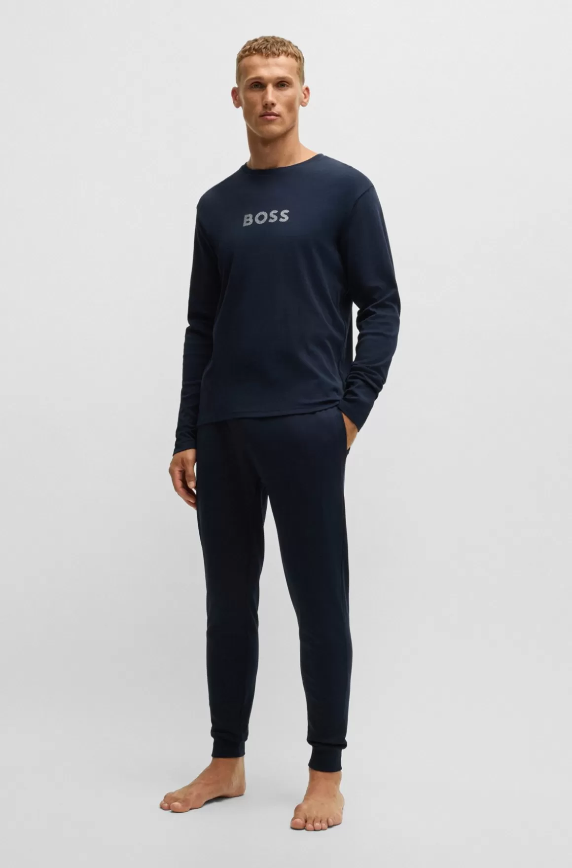 HUGO BOSS Pyjamas I Interlock-bomuld Med Folieprintet Branding