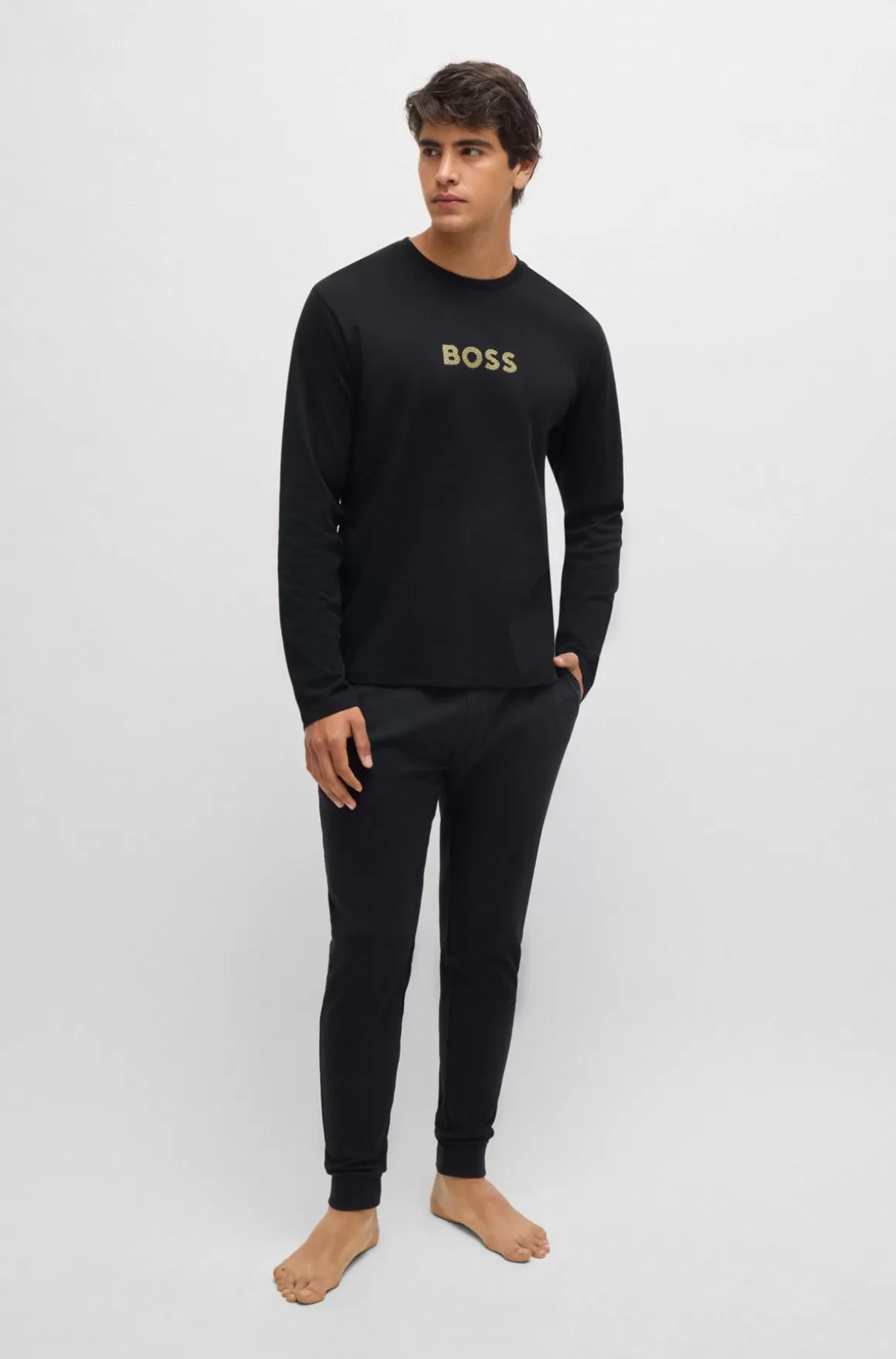 HUGO BOSS Pyjamas I Interlock-bomuld Med Folieprintet Branding