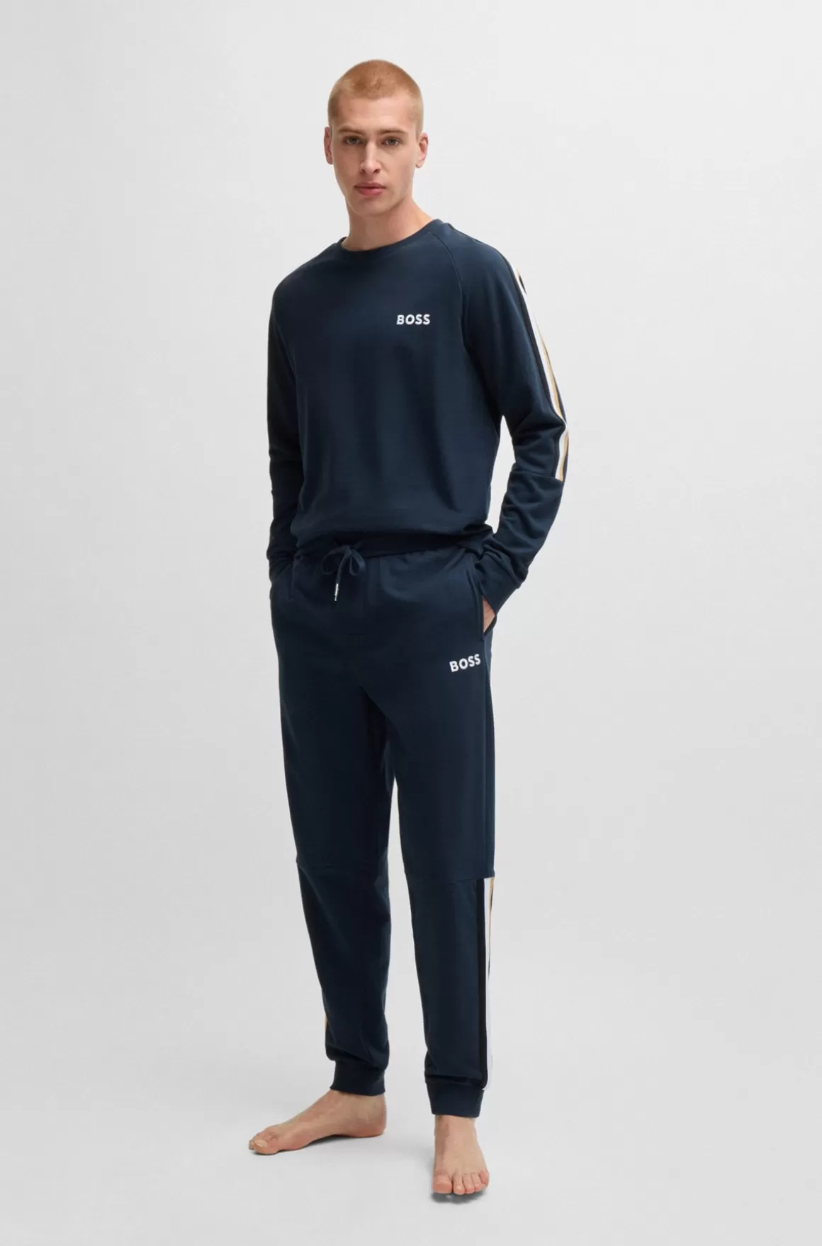 HUGO BOSS Pyjamas I Sweatkvalitet Af Bomuld Med Logo Og Påsyet Bånd