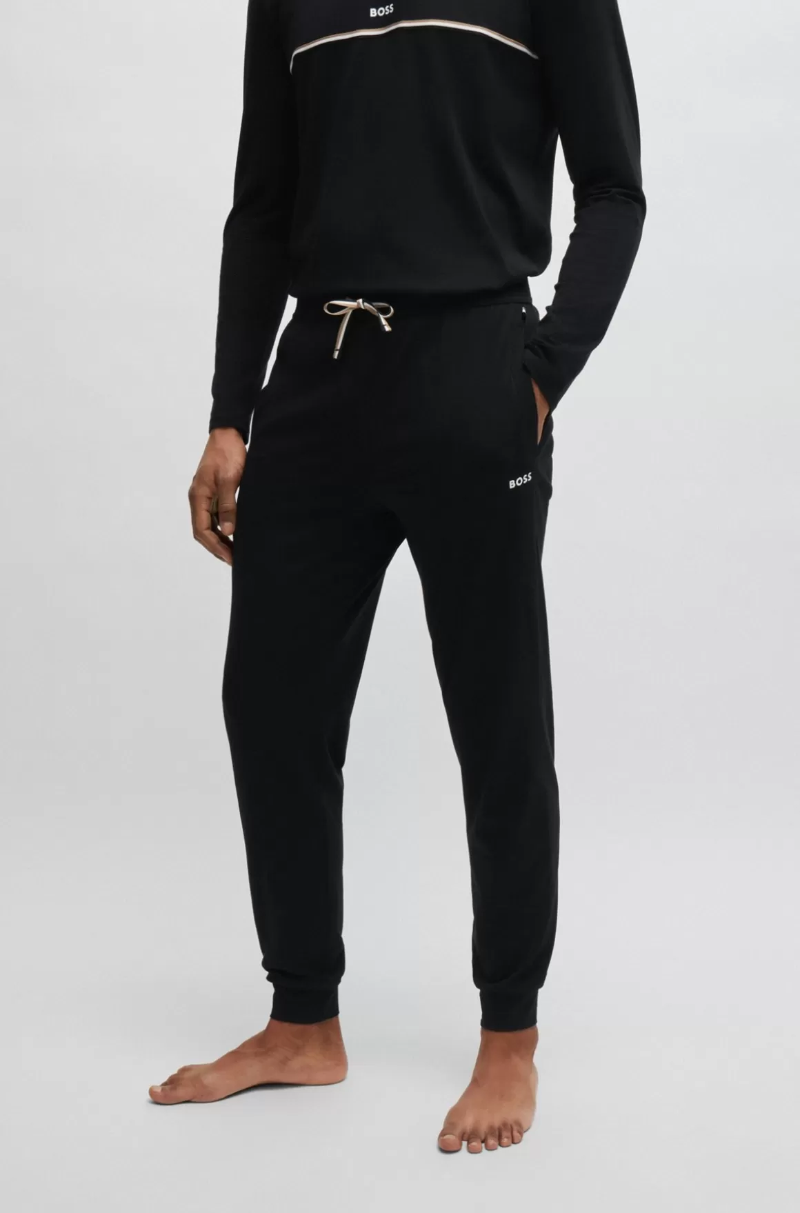 HUGO BOSS Pyjamasbukser I Bomuld Med Stræk Med Logoprint