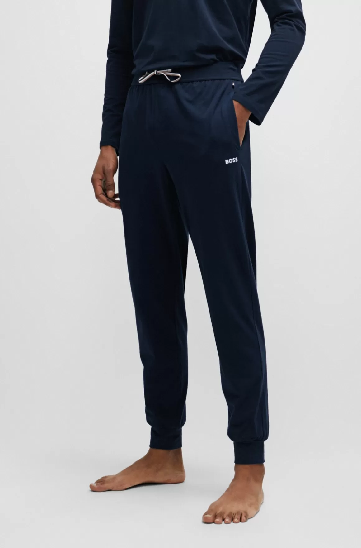 HUGO BOSS Pyjamasbukser I Bomuld Med Stræk Med Logoprint