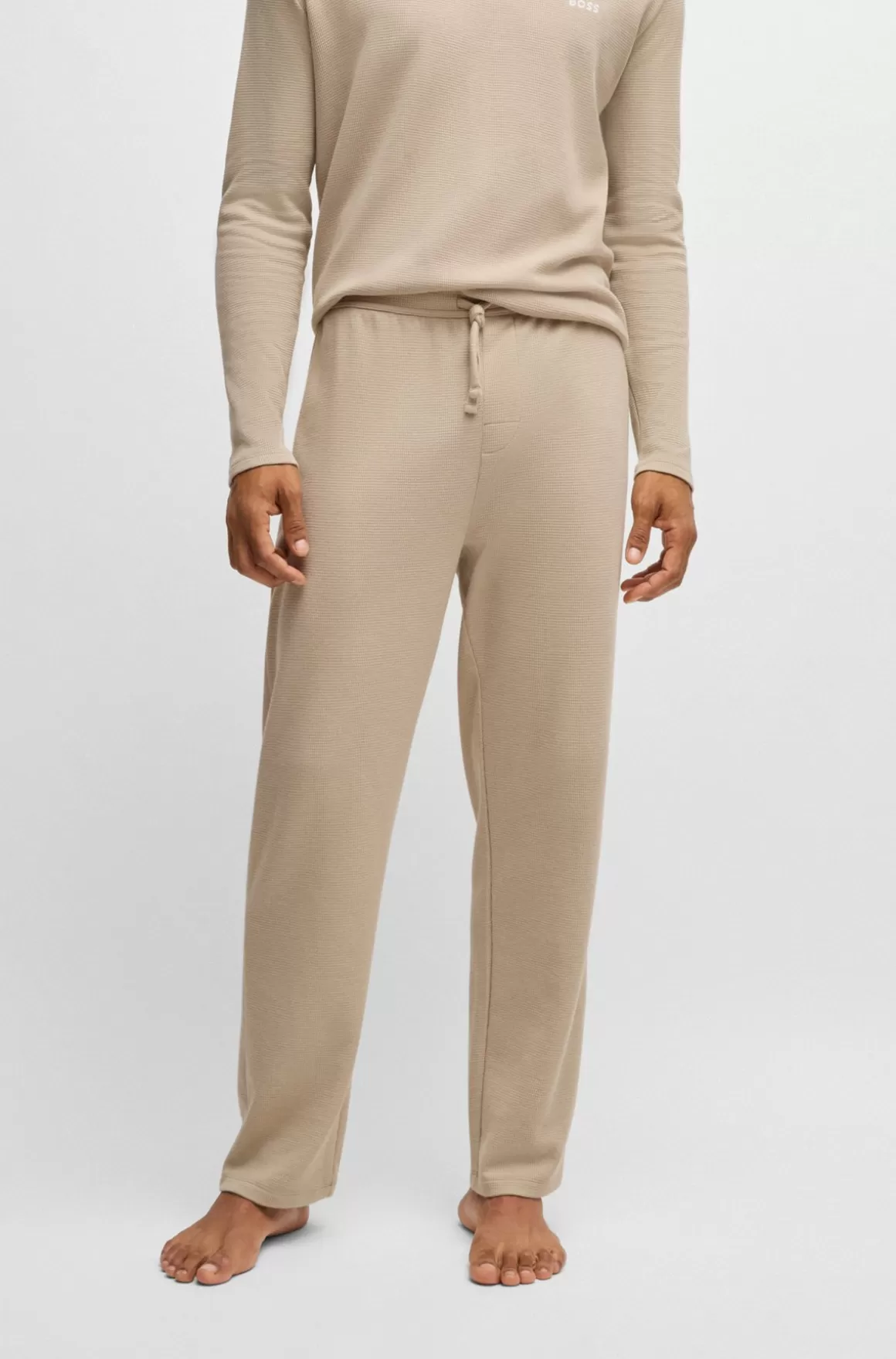 HUGO BOSS Pyjamasbukser I Bomuldsblanding Med Broderet Logo