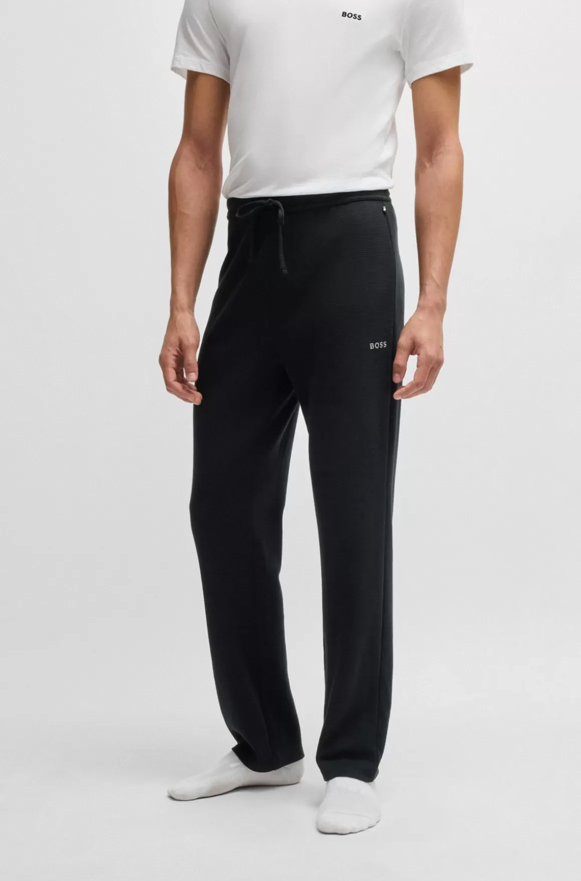 HUGO BOSS Pyjamasbukser I Bomuldsblanding Med Broderet Logo