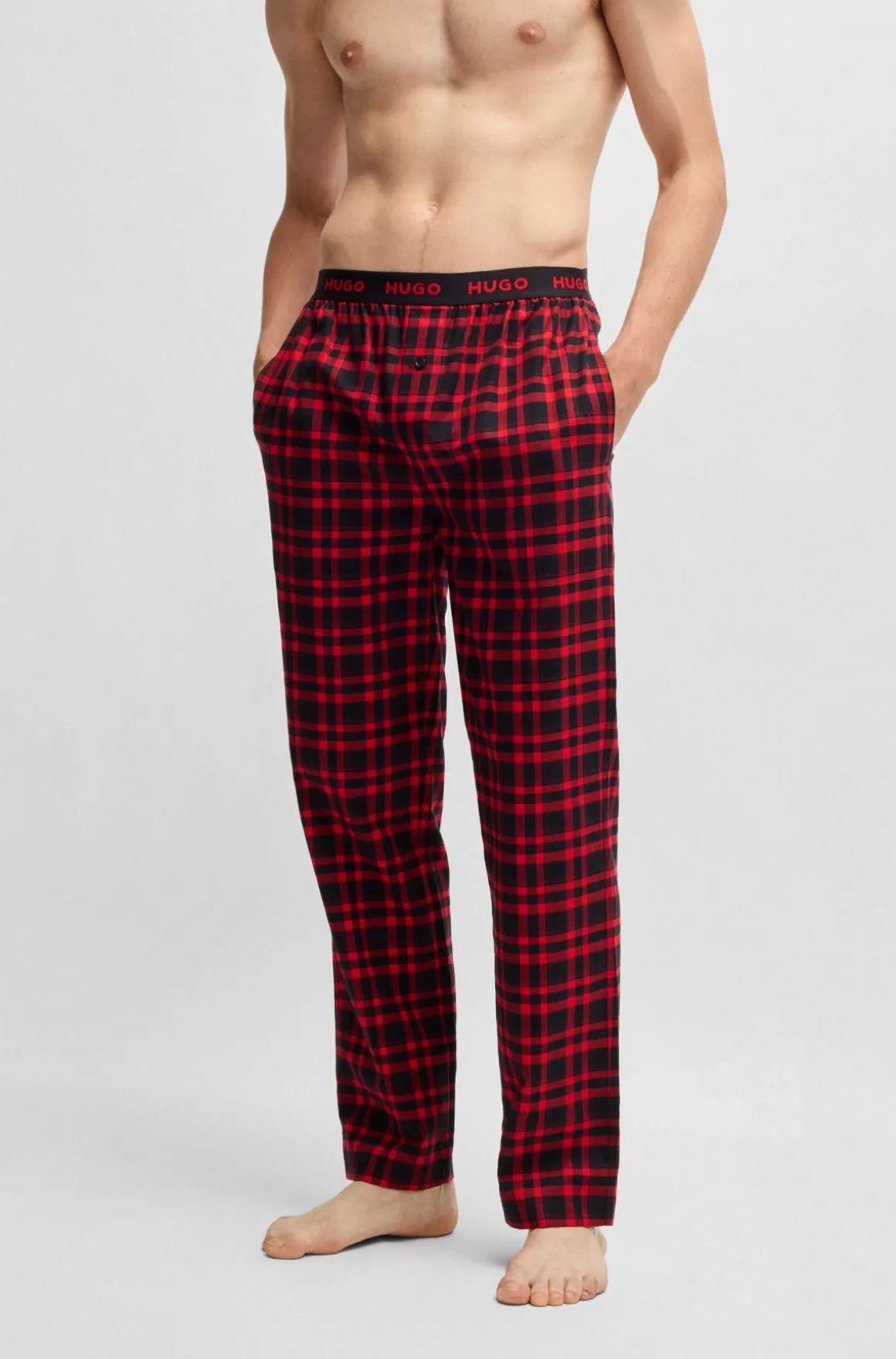 HUGO BOSS Pyjamasbukser I Ternet Bomuld Med Logolinning