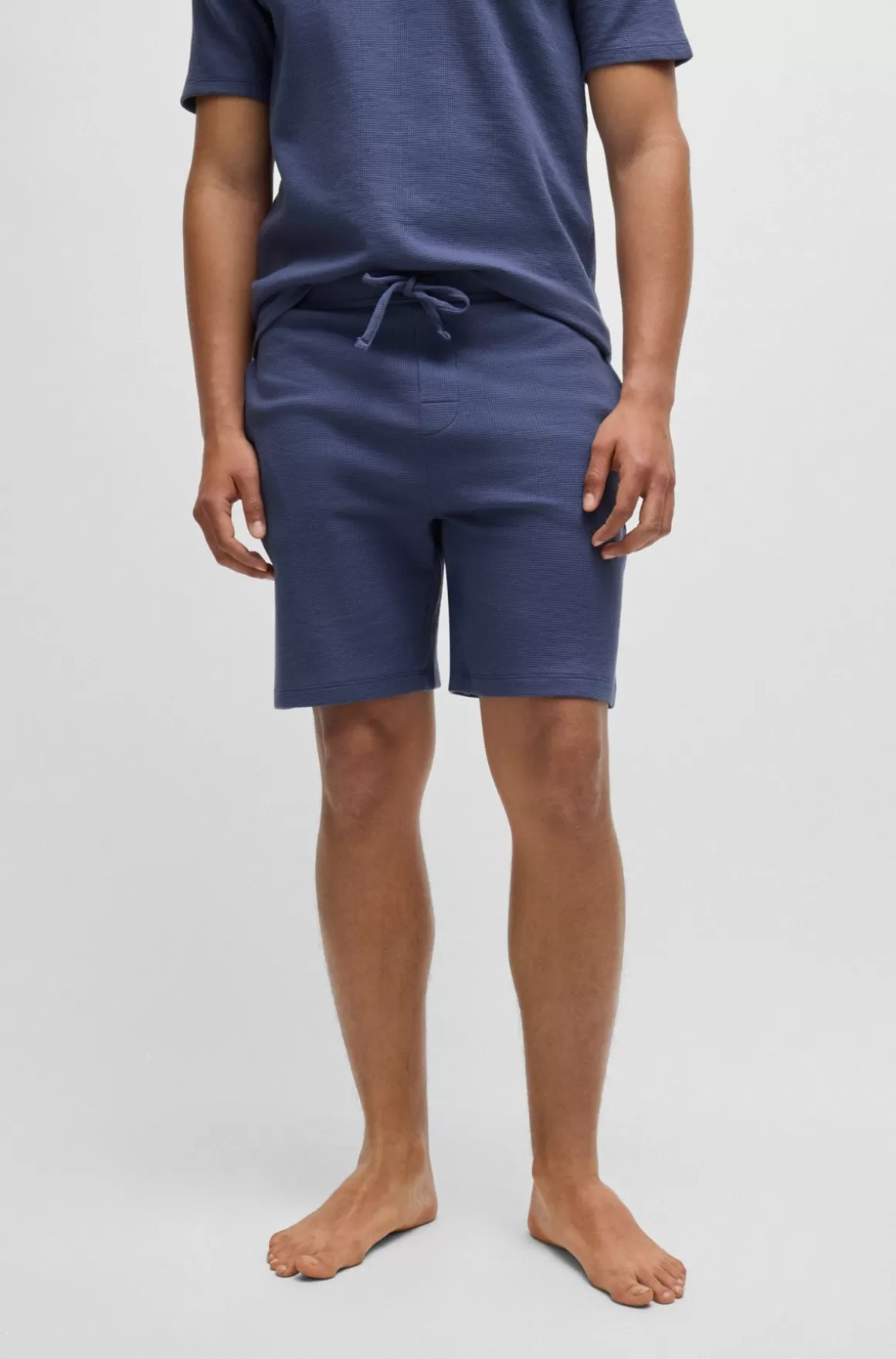HUGO BOSS Pyjamasshort Med Broderet Logo Og Vaffelstruktur