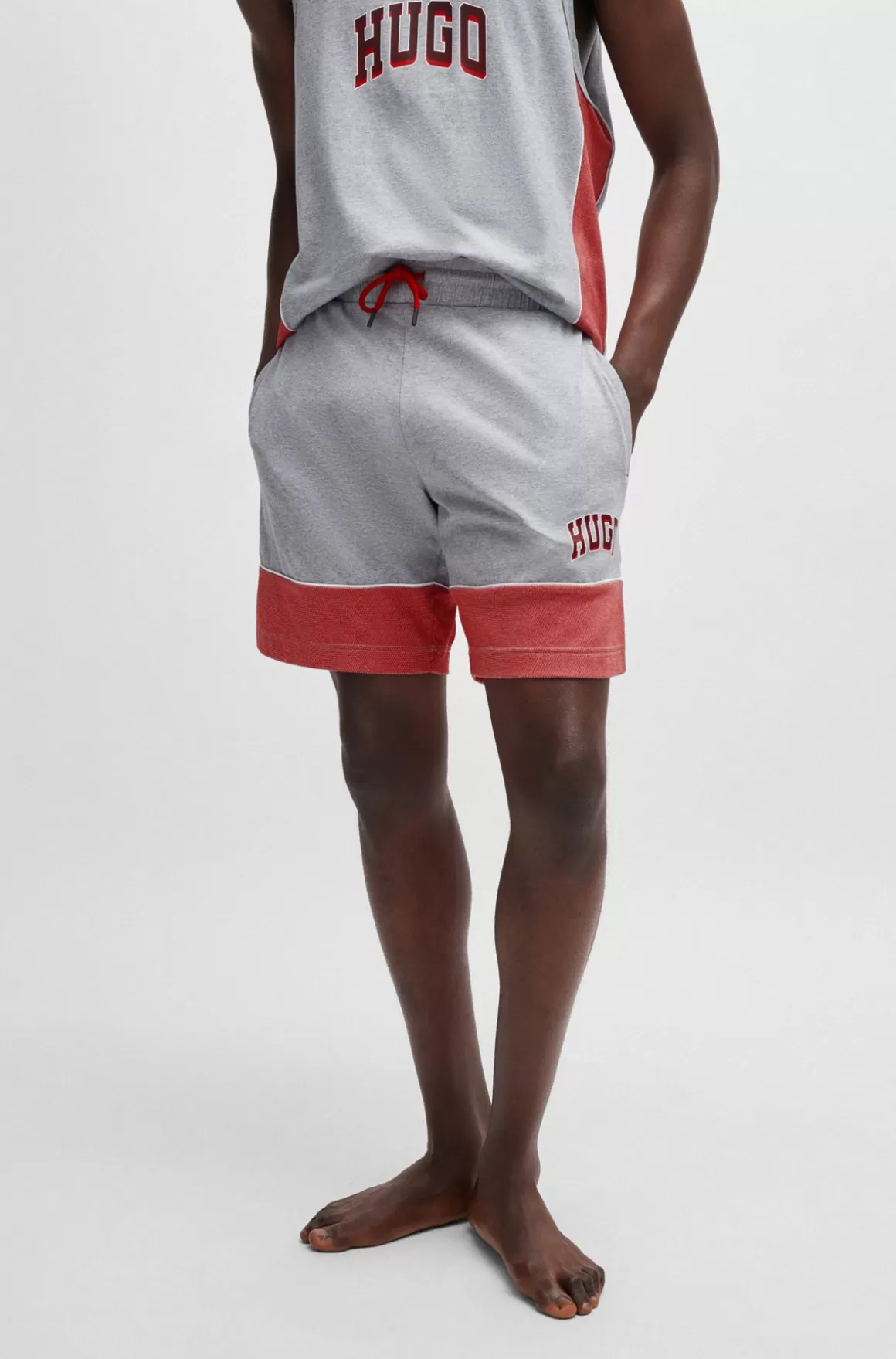 HUGO BOSS Pyjamasshorts I Bomuld Med Stræk Og Mesh-kanter