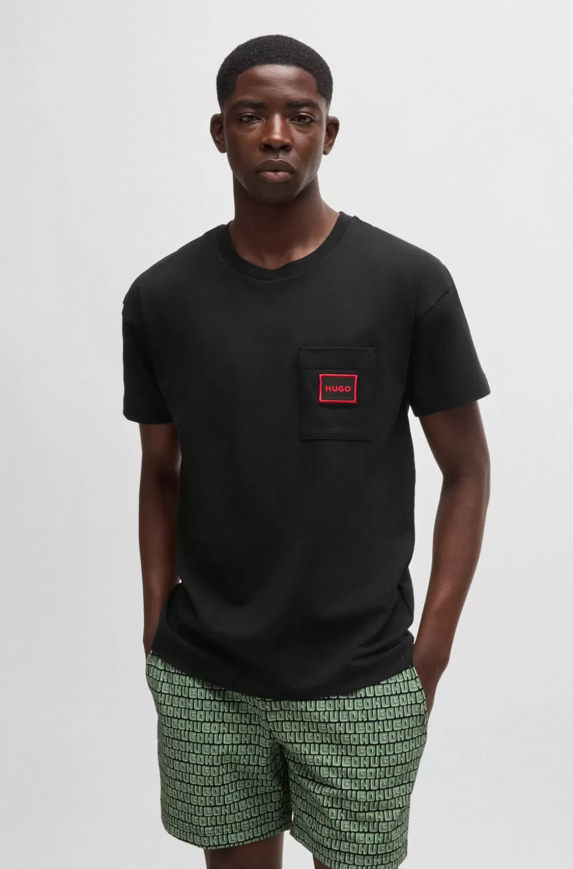 HUGO BOSS Pyjamassæt I Bomuld Med Stræk Og Logodetaljer