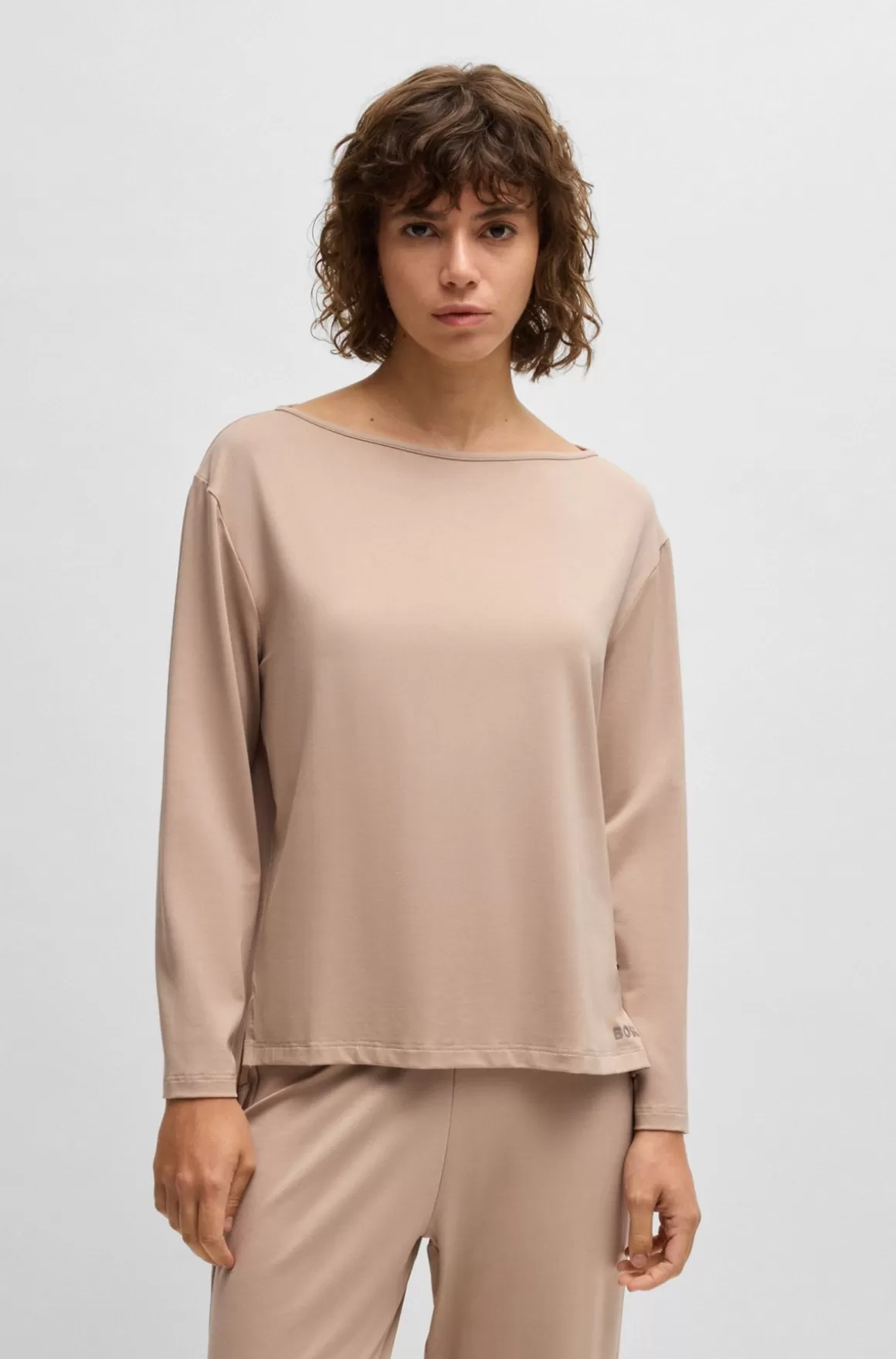 HUGO BOSS Pyjamastop I Jersey Med Stræk Og Logoprint