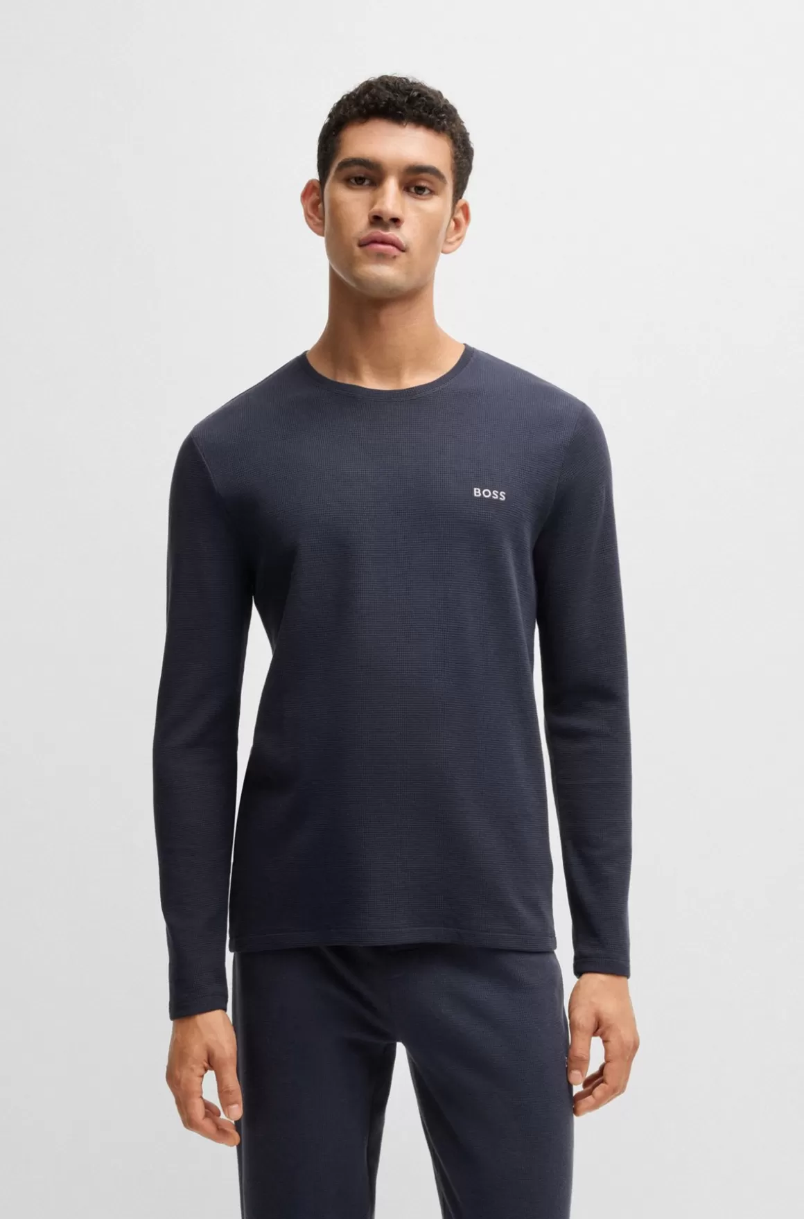 HUGO BOSS Pyjamas-T-shirt I Bomuldsblanding Med Broderet Logo
