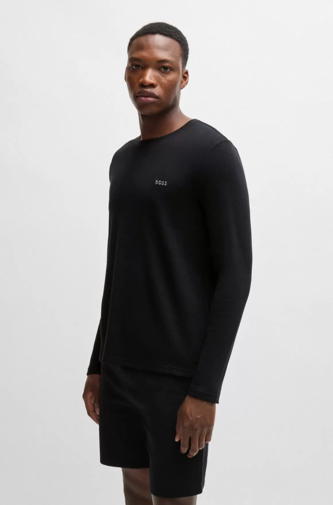 HUGO BOSS Pyjamas-T-shirt I Bomuldsblanding Med Broderet Logo