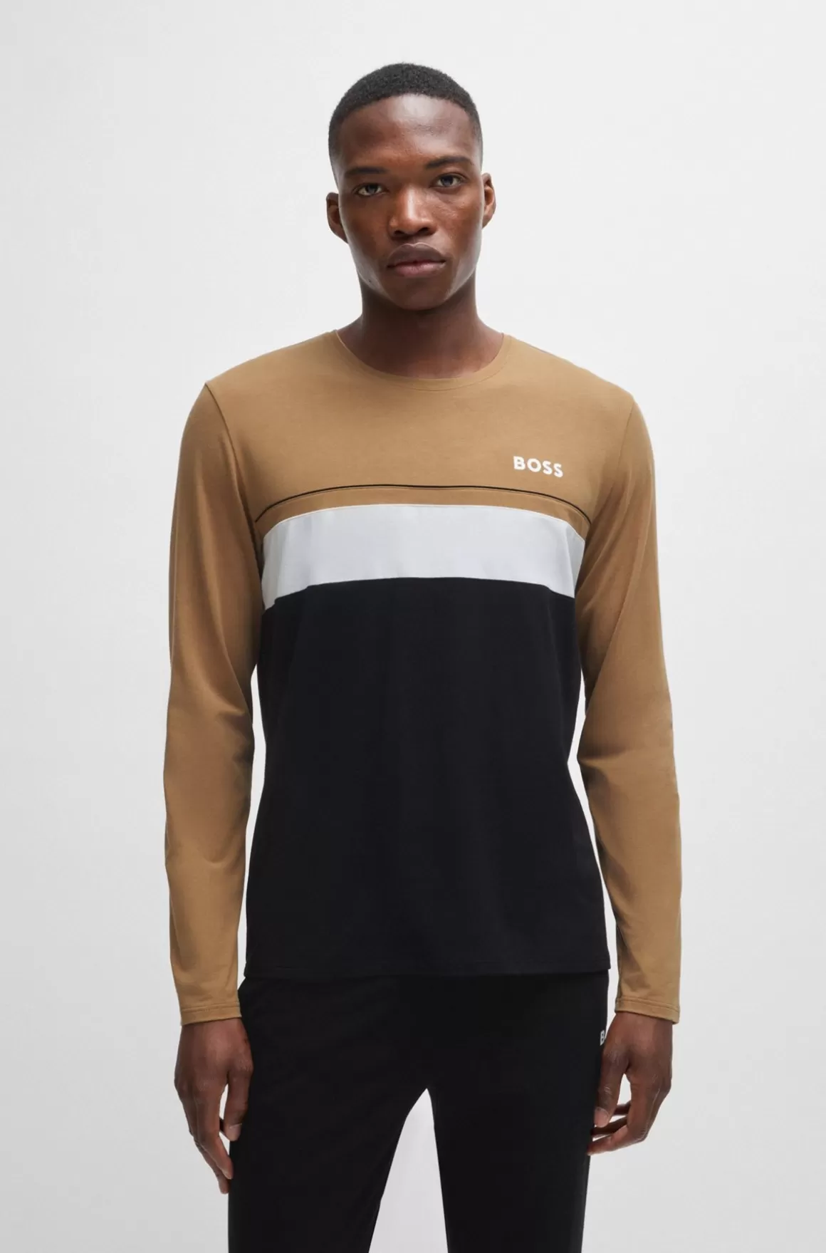 HUGO BOSS Pyjamas-T-shirt Med Lange ærmer Og Logoprint