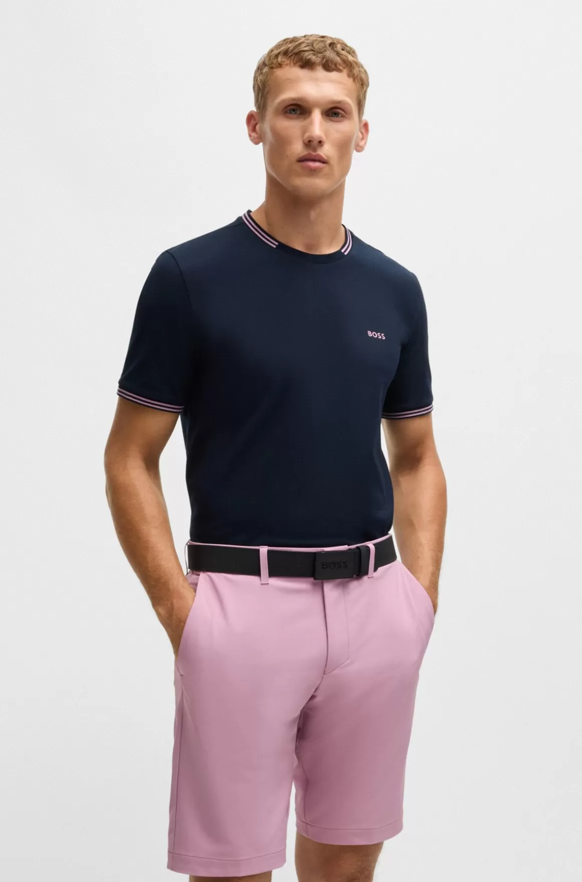 HUGO BOSS Pyjamas-T-shirt Med Striber Og Logo I Bomuld Med Stræk